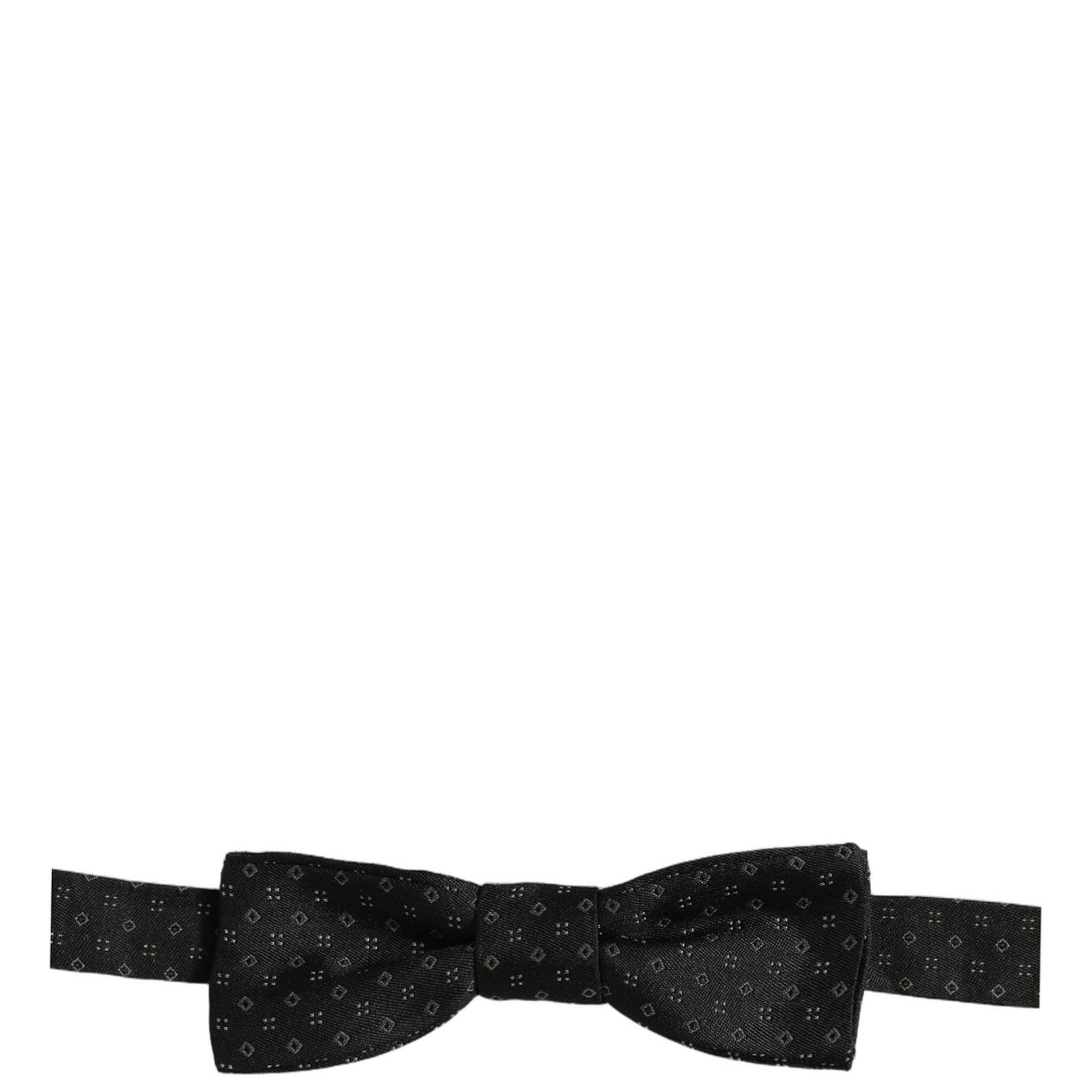 Dolce & Gabbana Black Diamond Pattern Adjustable Neck Papillon Bow Tie