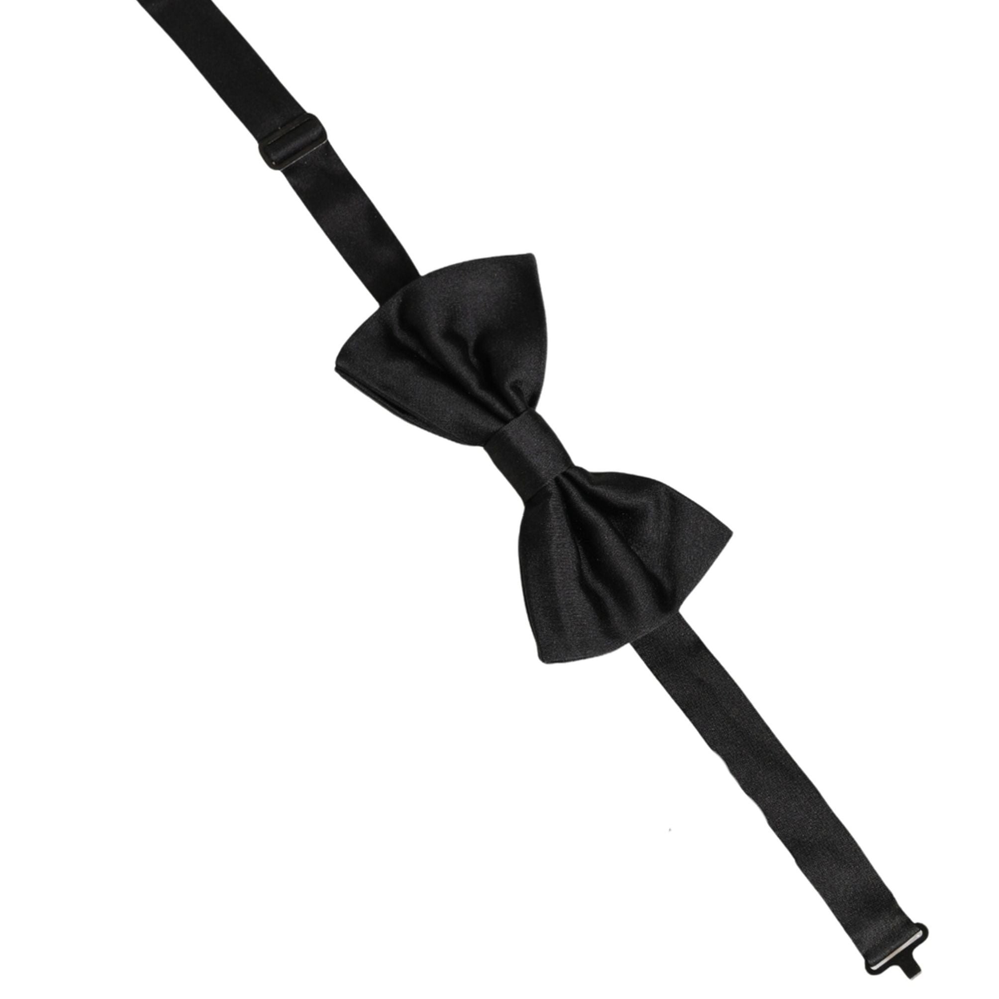 Dolce & Gabbana Men Black 100% Silk Adjustable Neck Papillon Bow Tie
