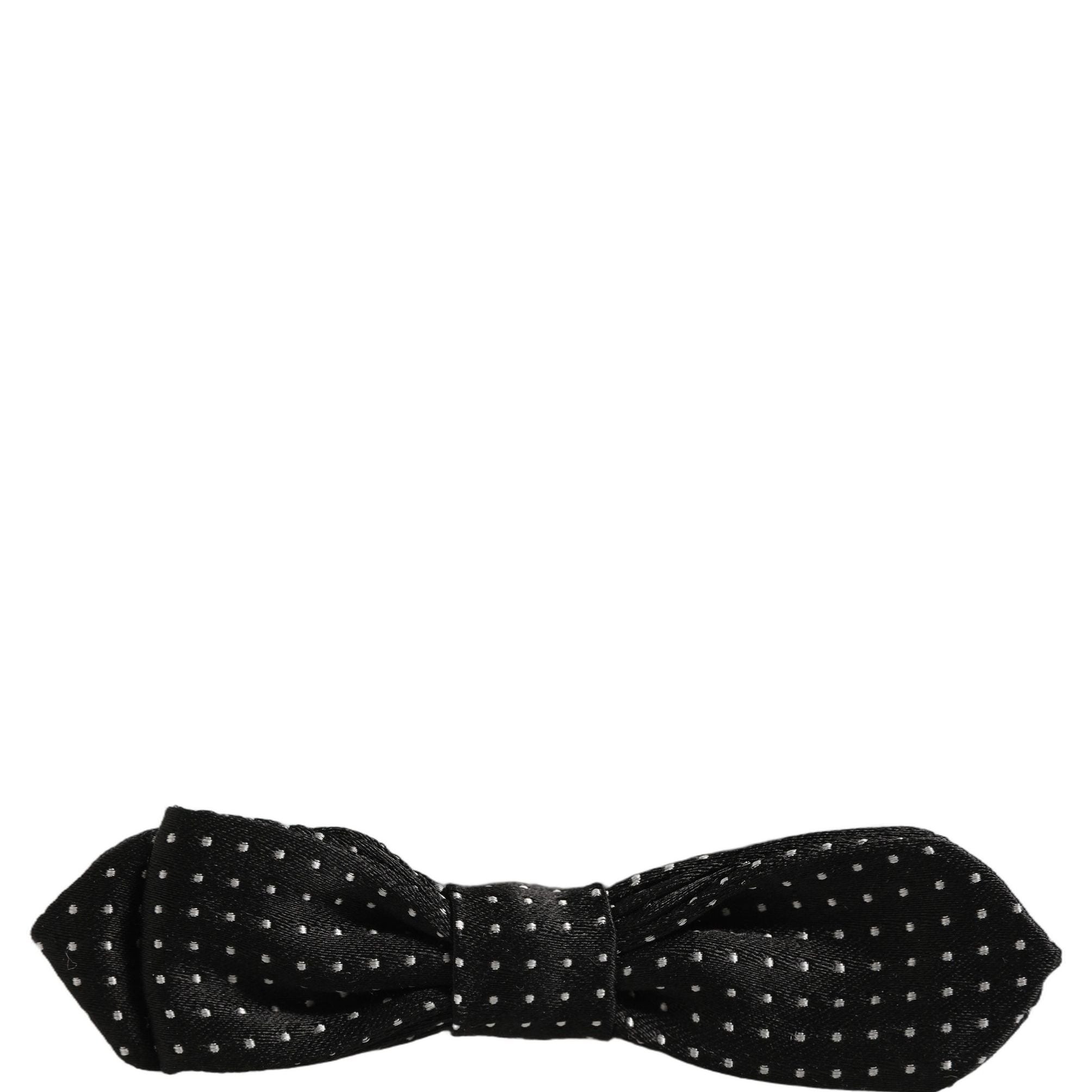 Dolce & Gabbana Black White Polka Dot Adjustable Neck Papillon Bow Tie