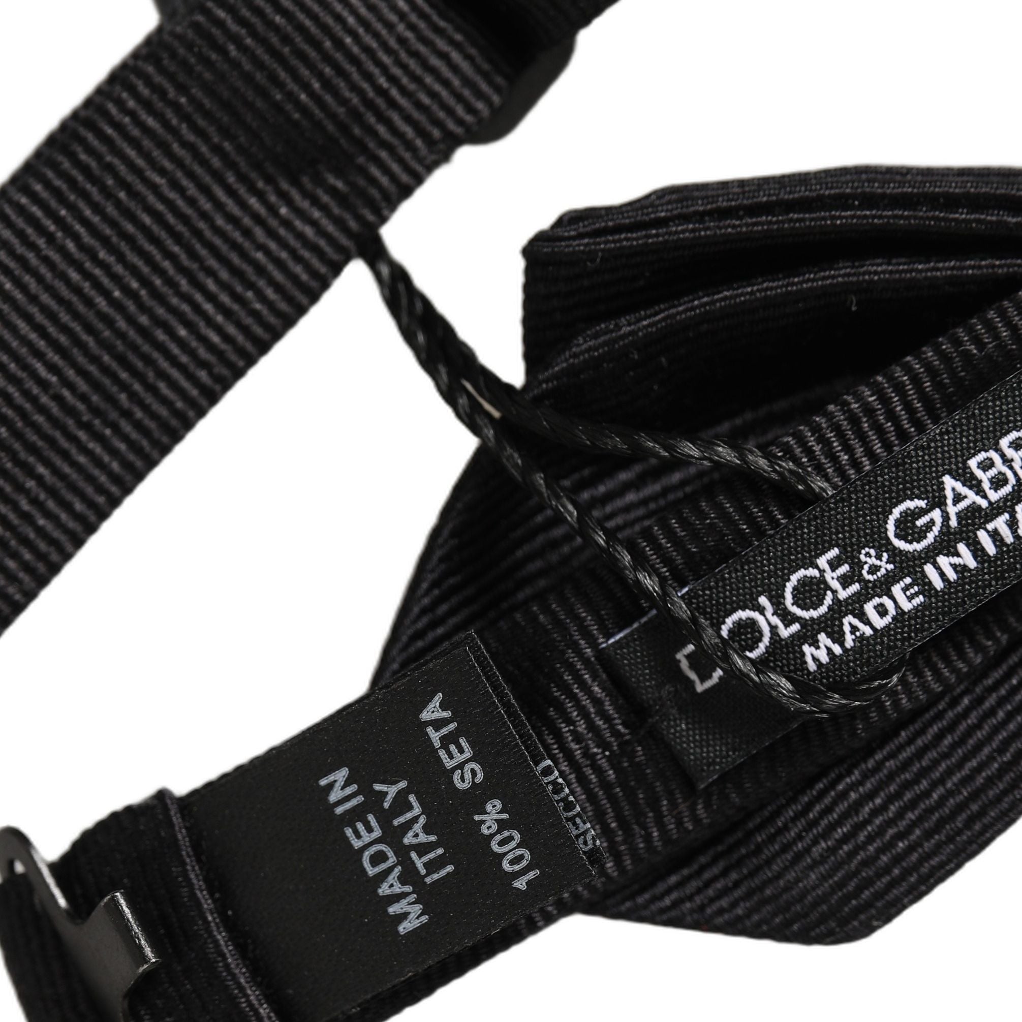 Dolce & Gabbana Men Black 100% Silk Adjustable Neck Papillon Bow Tie