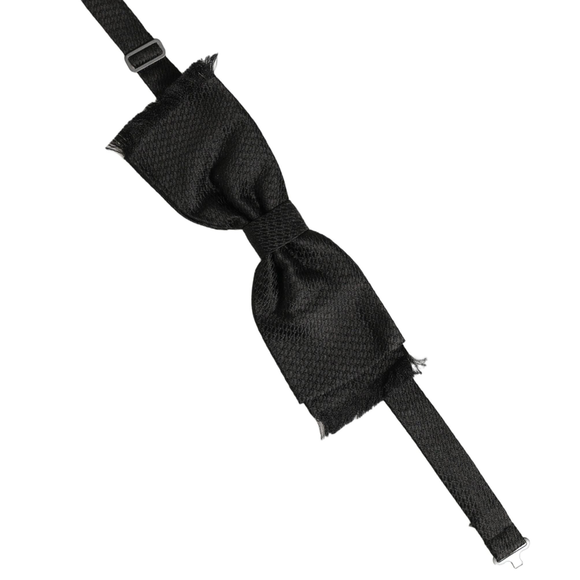 Dolce & Gabbana Men Black 100% SIlk Adjustable Neck Papillon Bow Tie