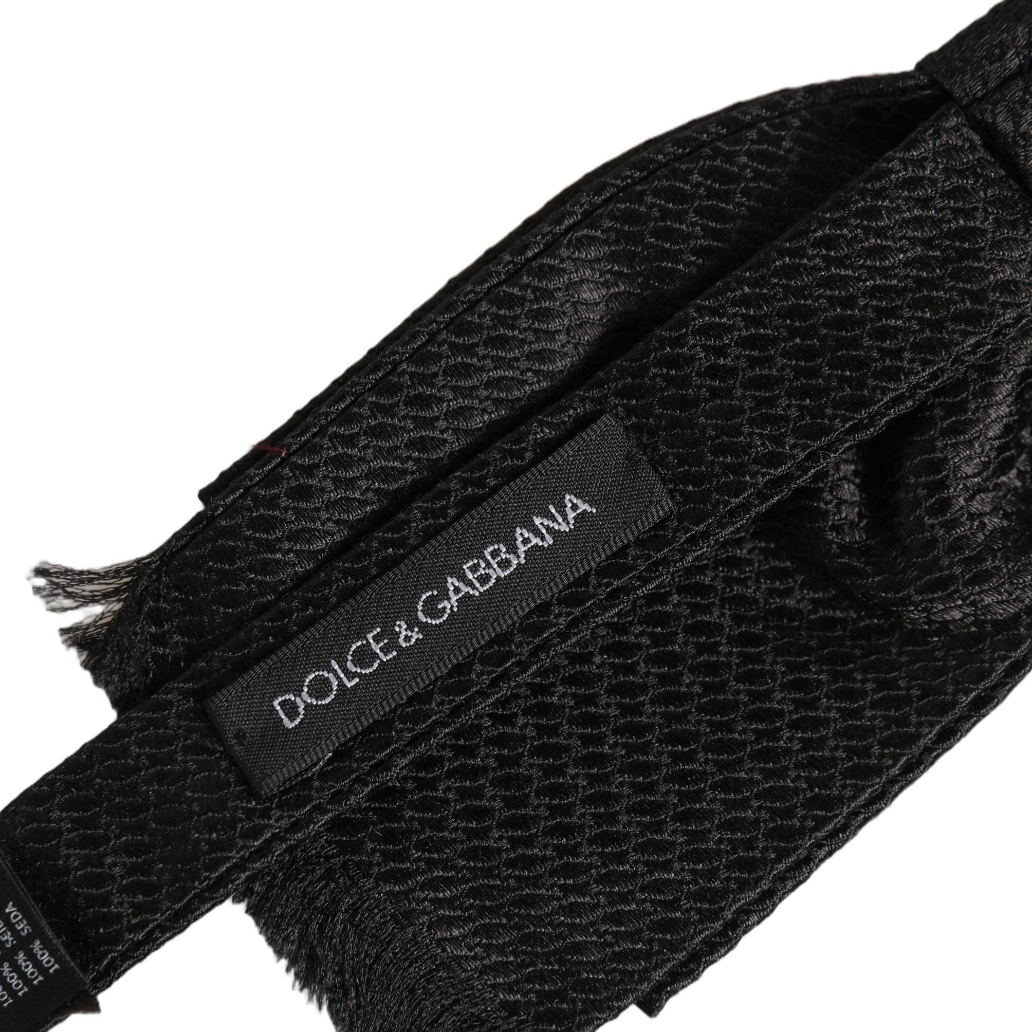 Dolce & Gabbana Men Black 100% SIlk Adjustable Neck Papillon Bow Tie