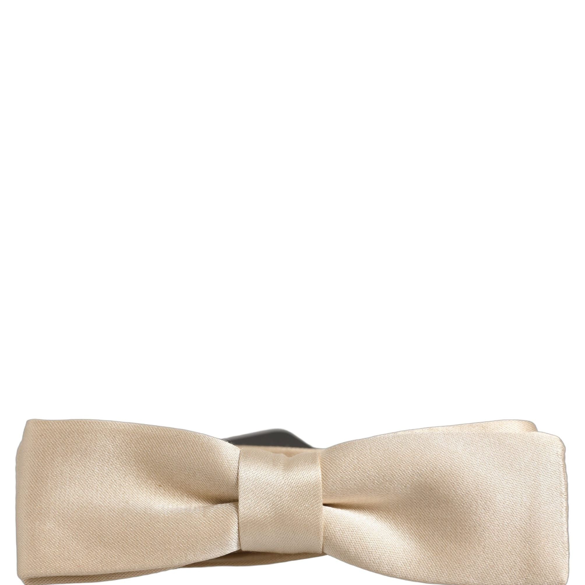 Dolce & Gabbana Men Beige 100% Silk Adjustable Neck Papillon Bow Tie