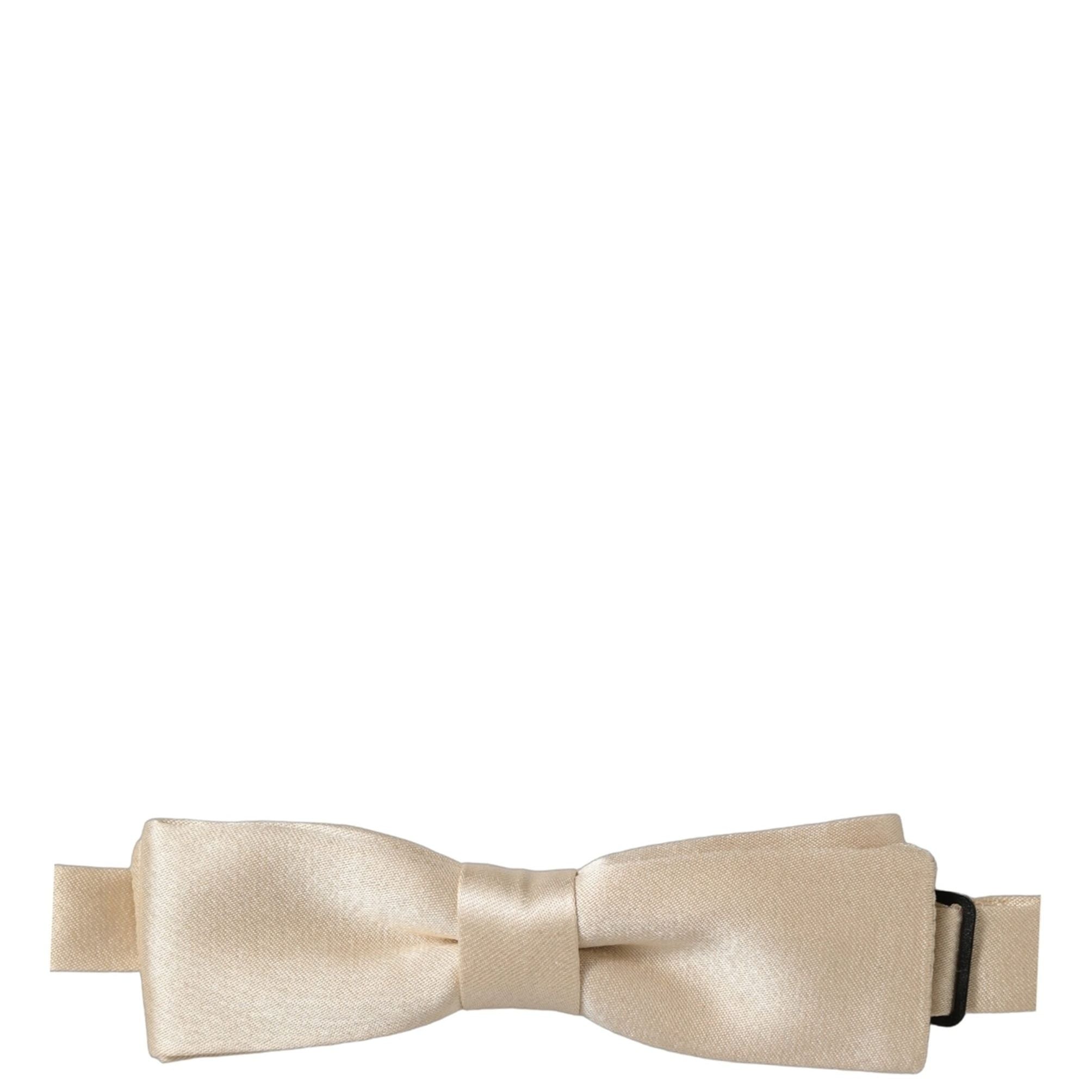 Dolce & Gabbana Men Beige 100% Silk Adjustable Neck Papillon Bow Tie