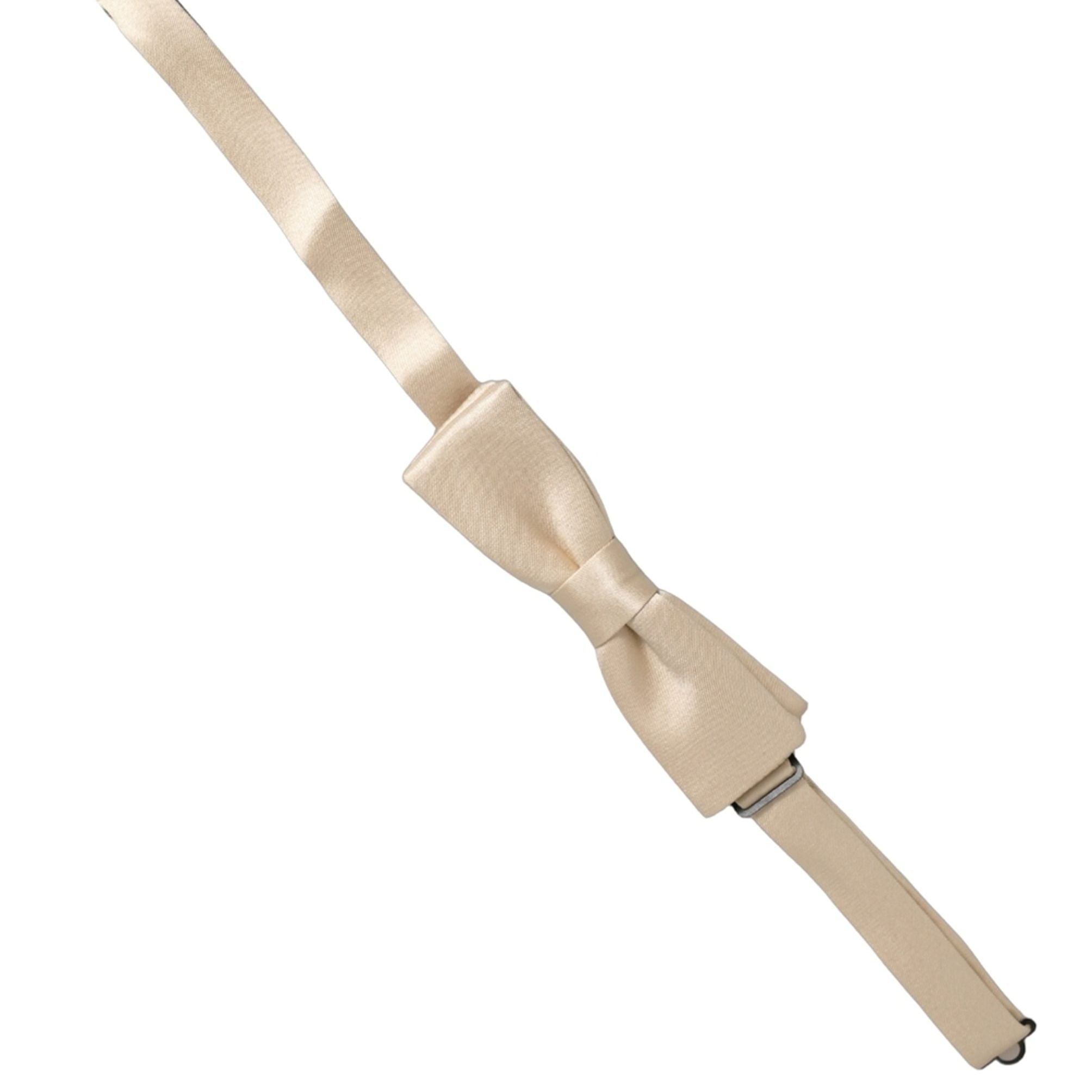 Dolce & Gabbana Men Beige 100% Silk Adjustable Neck Papillon Bow Tie
