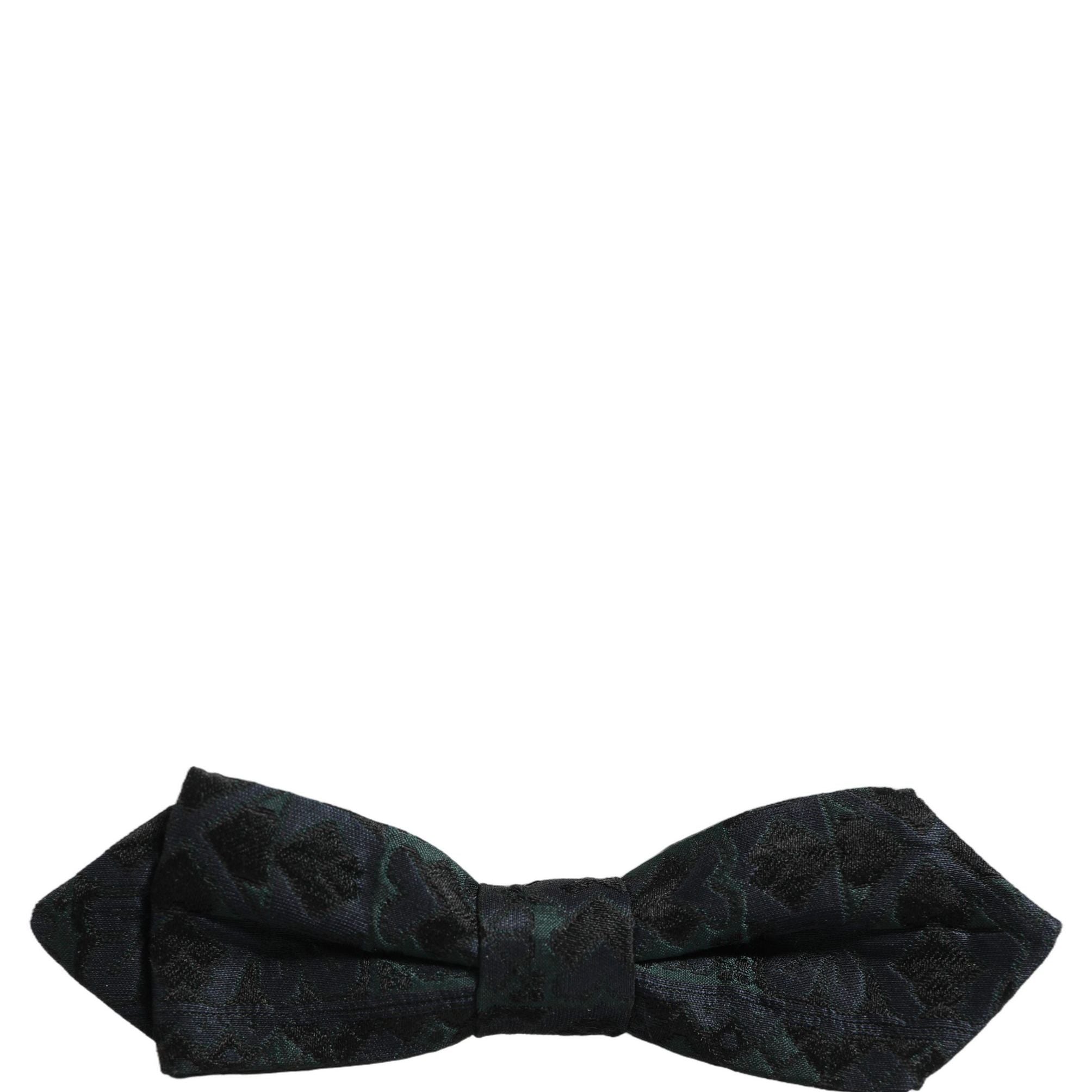 Dolce & Gabbana Men Black Green Paisley Adjustable Neck Papillon Bow Tie