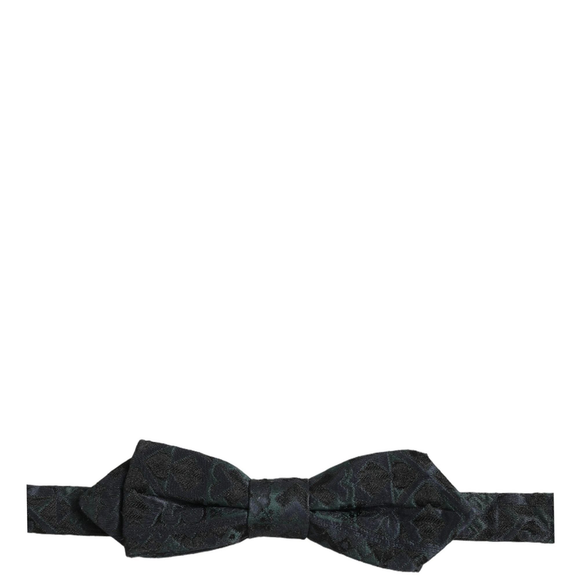 Dolce & Gabbana Men Black Green Paisley Adjustable Neck Papillon Bow Tie