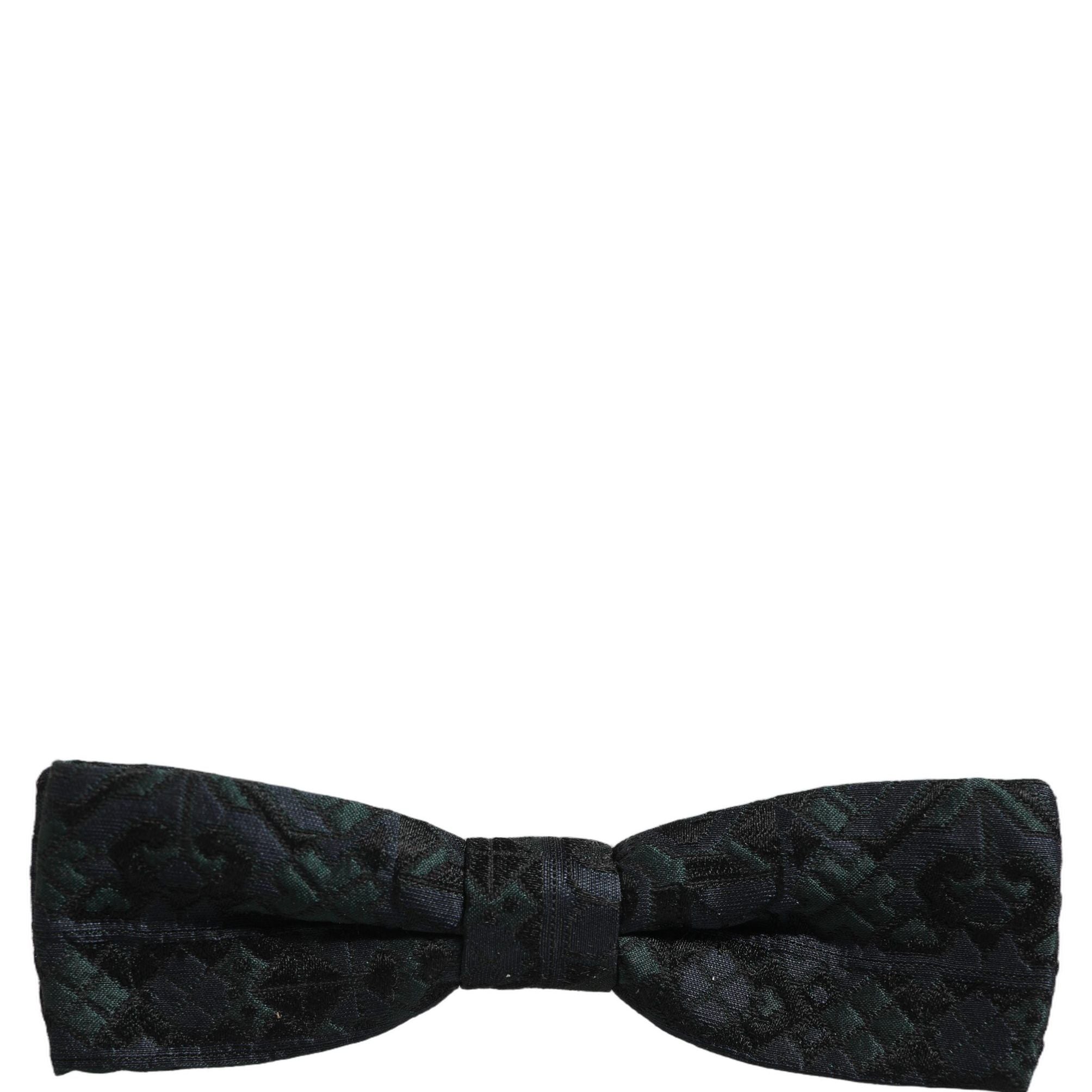 Dolce & Gabbana Men Black Green Paisley Adjustable Neck Papillon Bow Tie