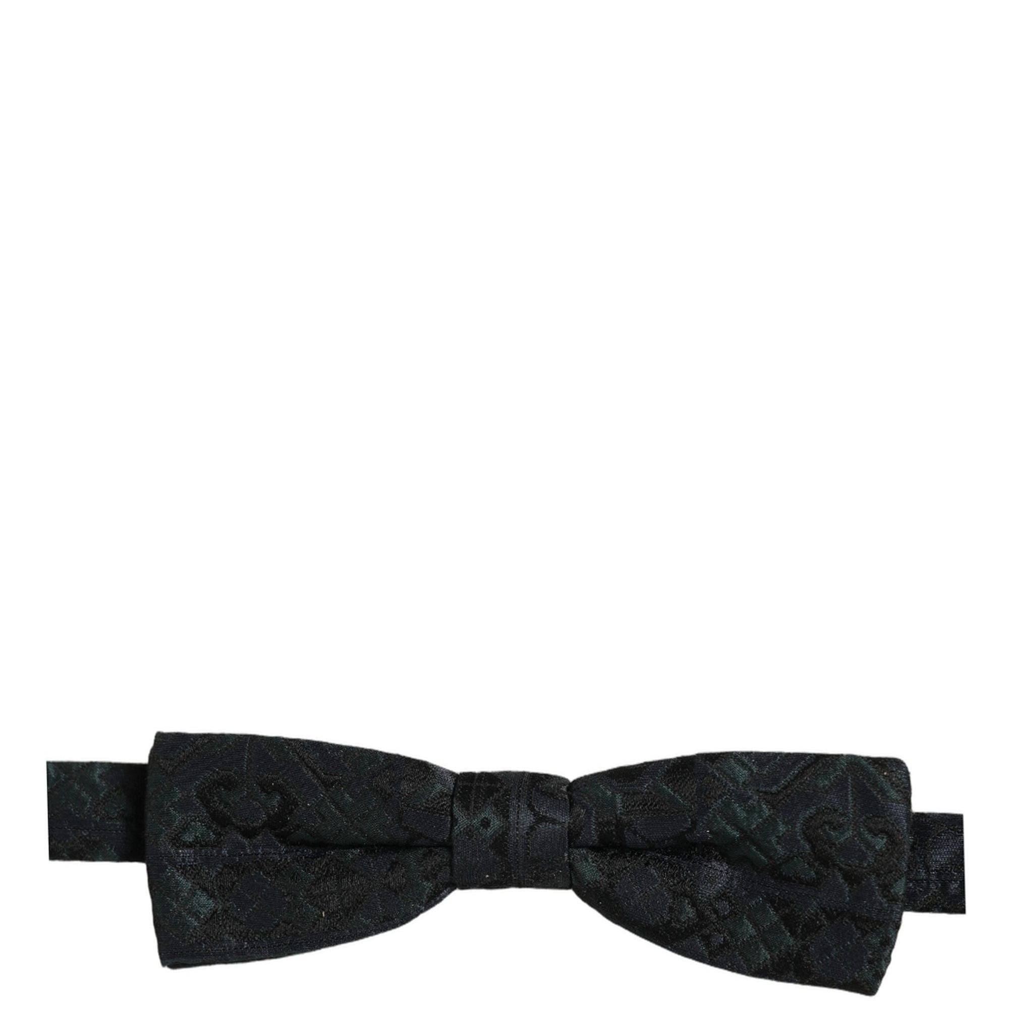 Dolce & Gabbana Men Black Green Paisley Adjustable Neck Papillon Bow Tie