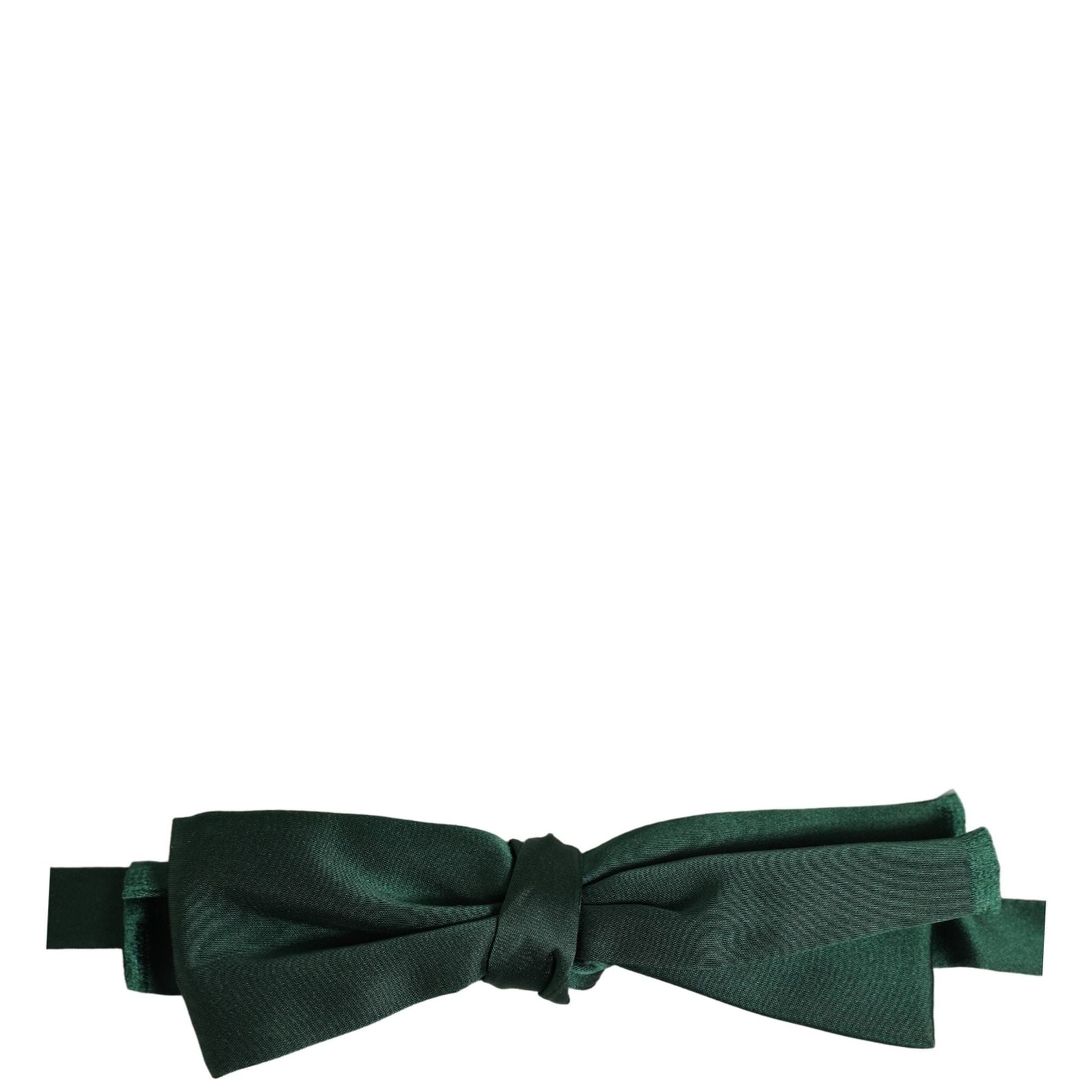Dolce & Gabbana Men Dark Green Silk Adjustable Neck Papillon Bow Tie
