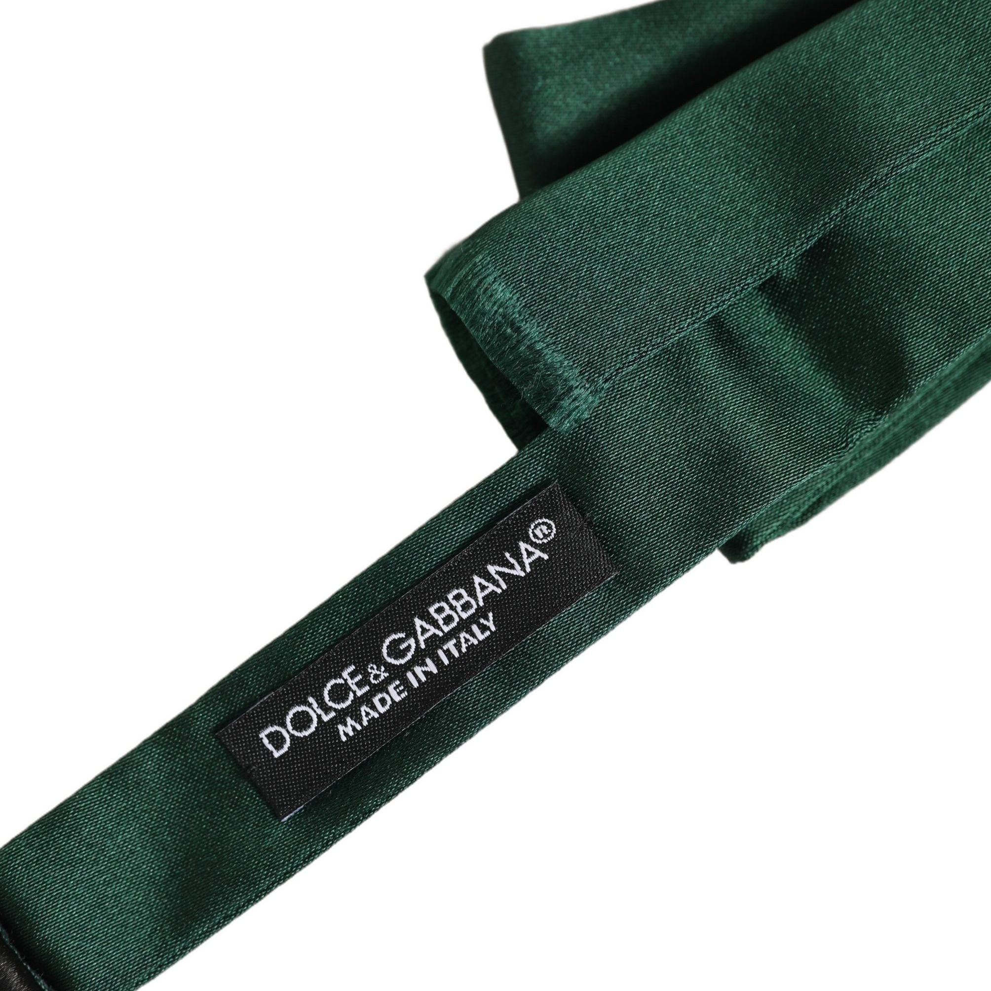 Dolce & Gabbana Men Dark Green Silk Adjustable Neck Papillon Bow Tie