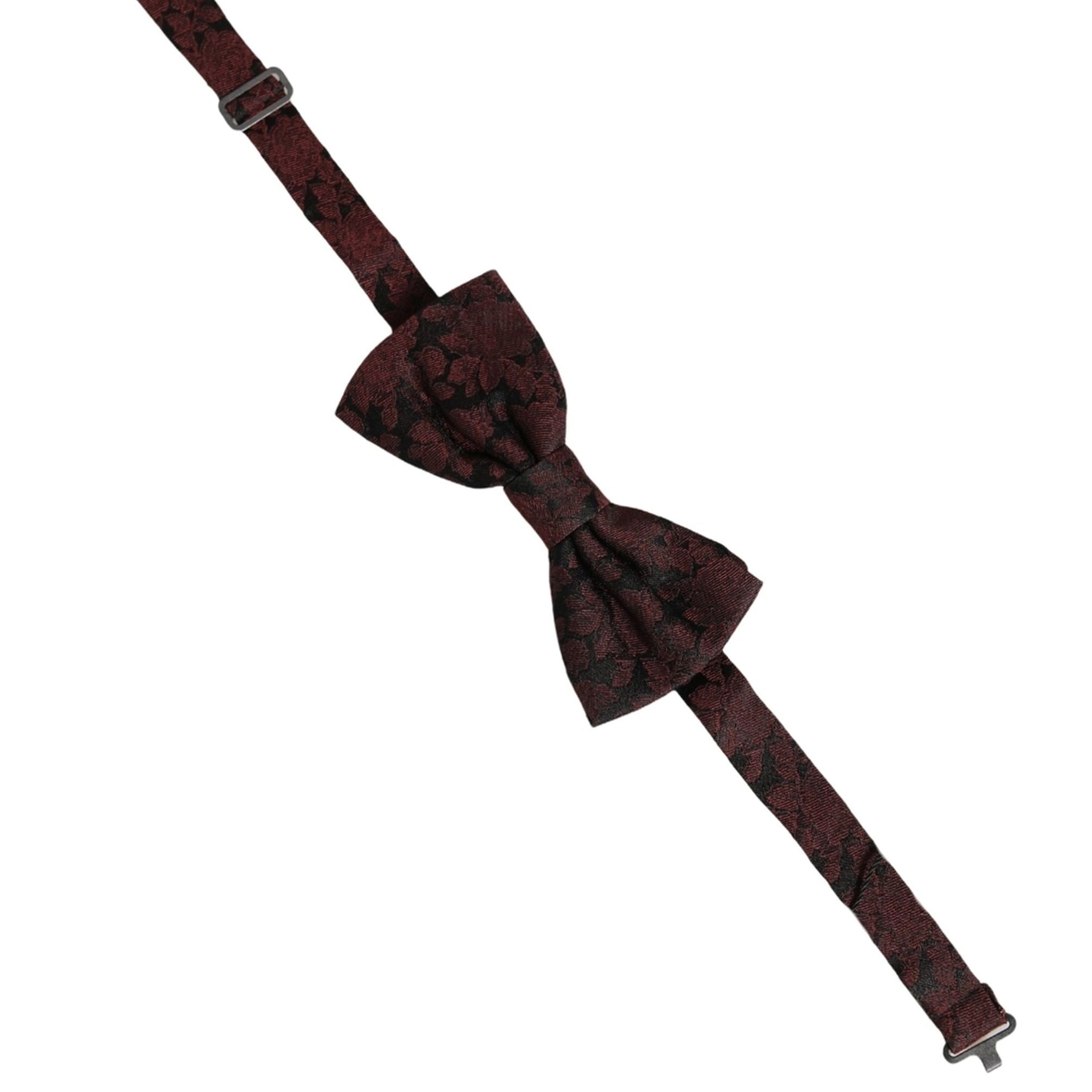 Dolce & Gabbana Men Maroon Floral Silk Adjustable Neck Bow Tie