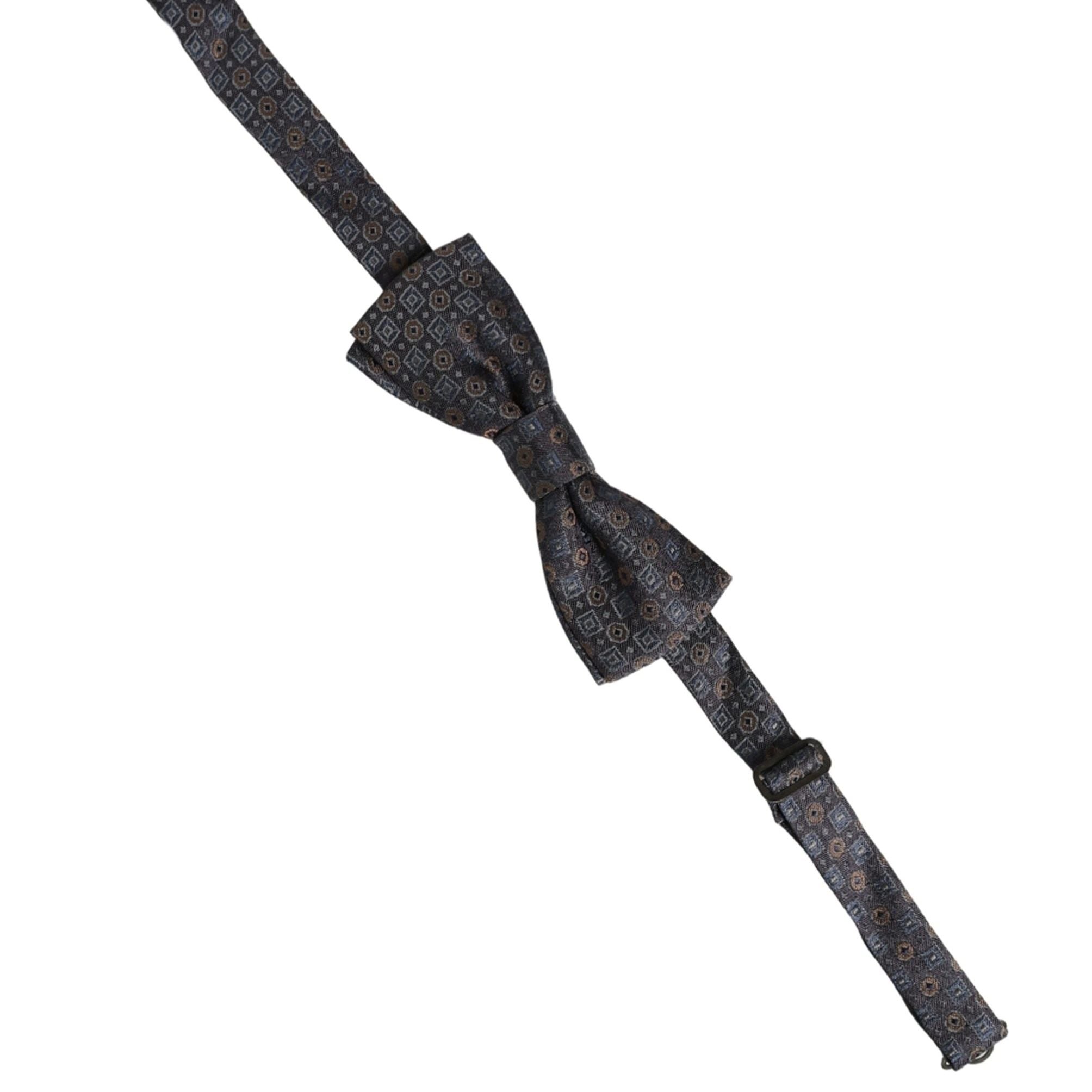 Dolce & Gabbana Men Dark Gray Geometric Adjustable Neck Bow Tie