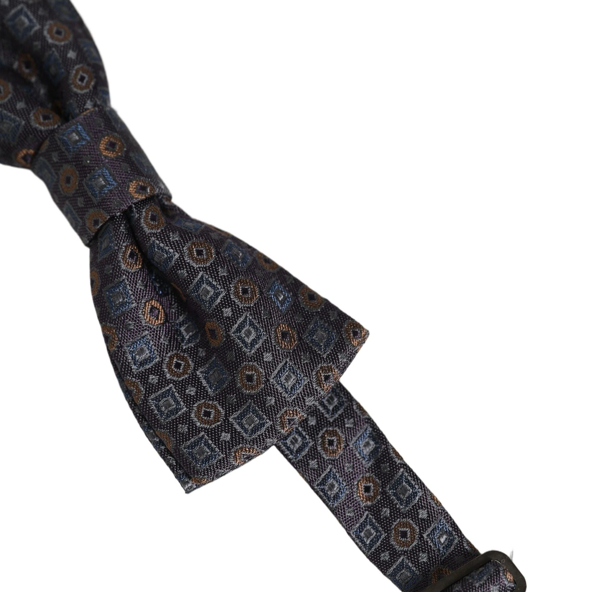 Dolce & Gabbana Men Dark Gray Geometric Adjustable Neck Bow Tie