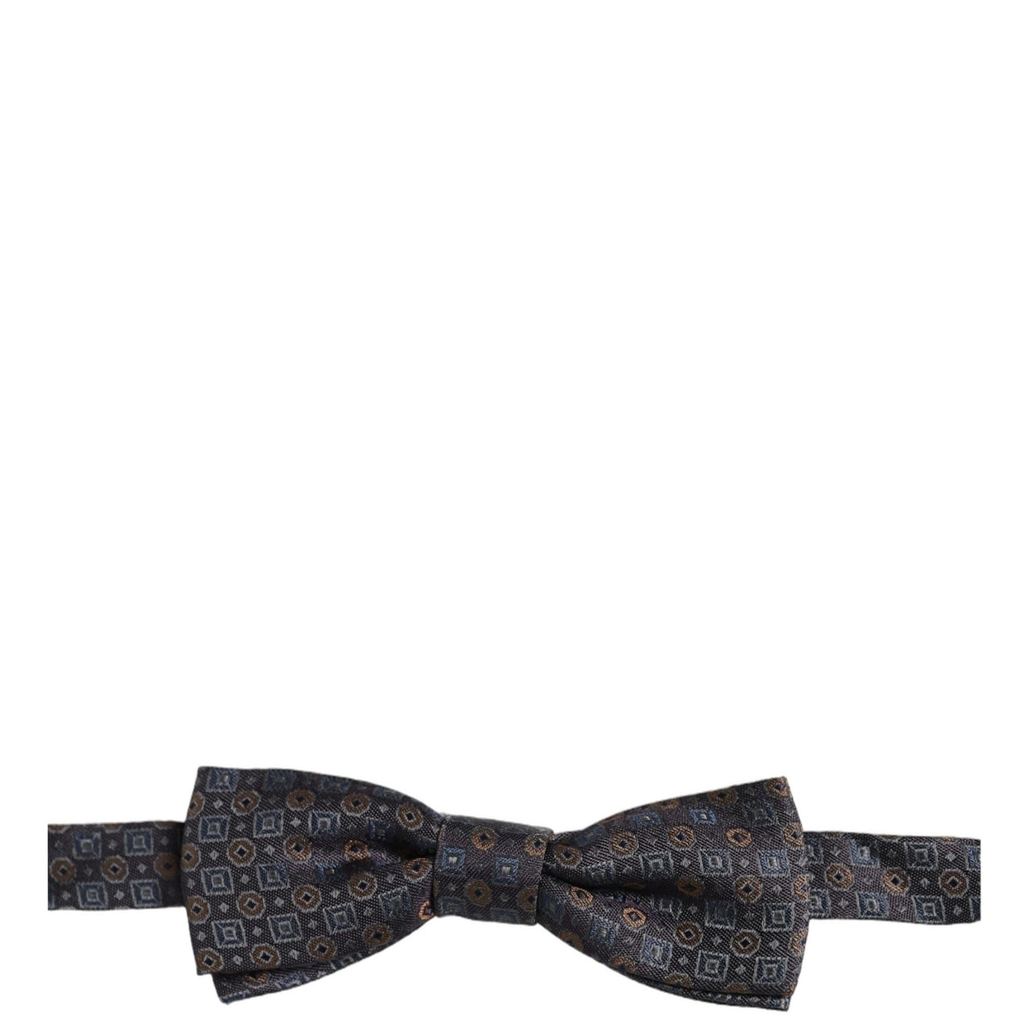 Dolce & Gabbana Men Dark Gray Geometric Adjustable Neck Bow Tie