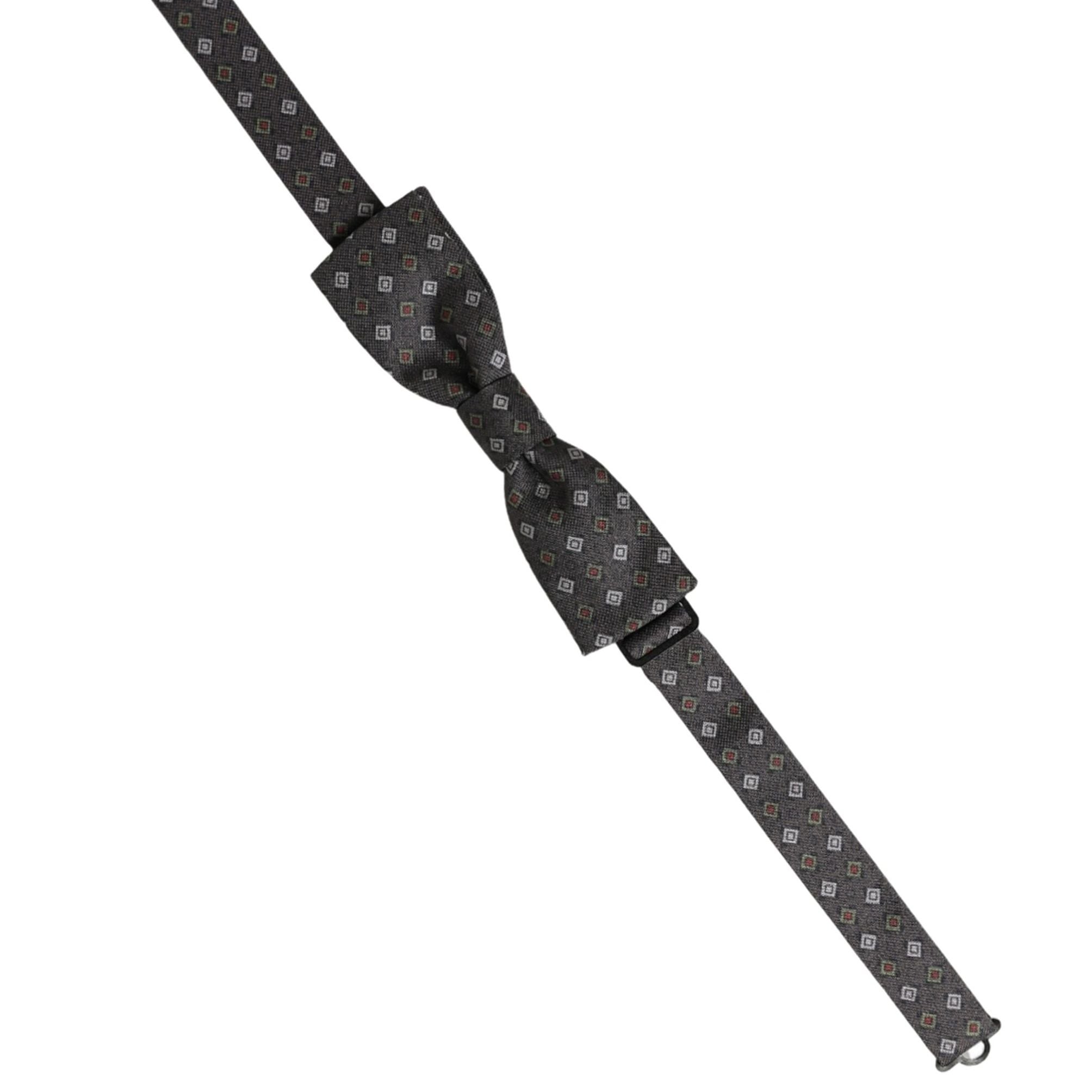 Dolce & Gabbana Men Dark Gray Geometric Adjustable Bow Tie