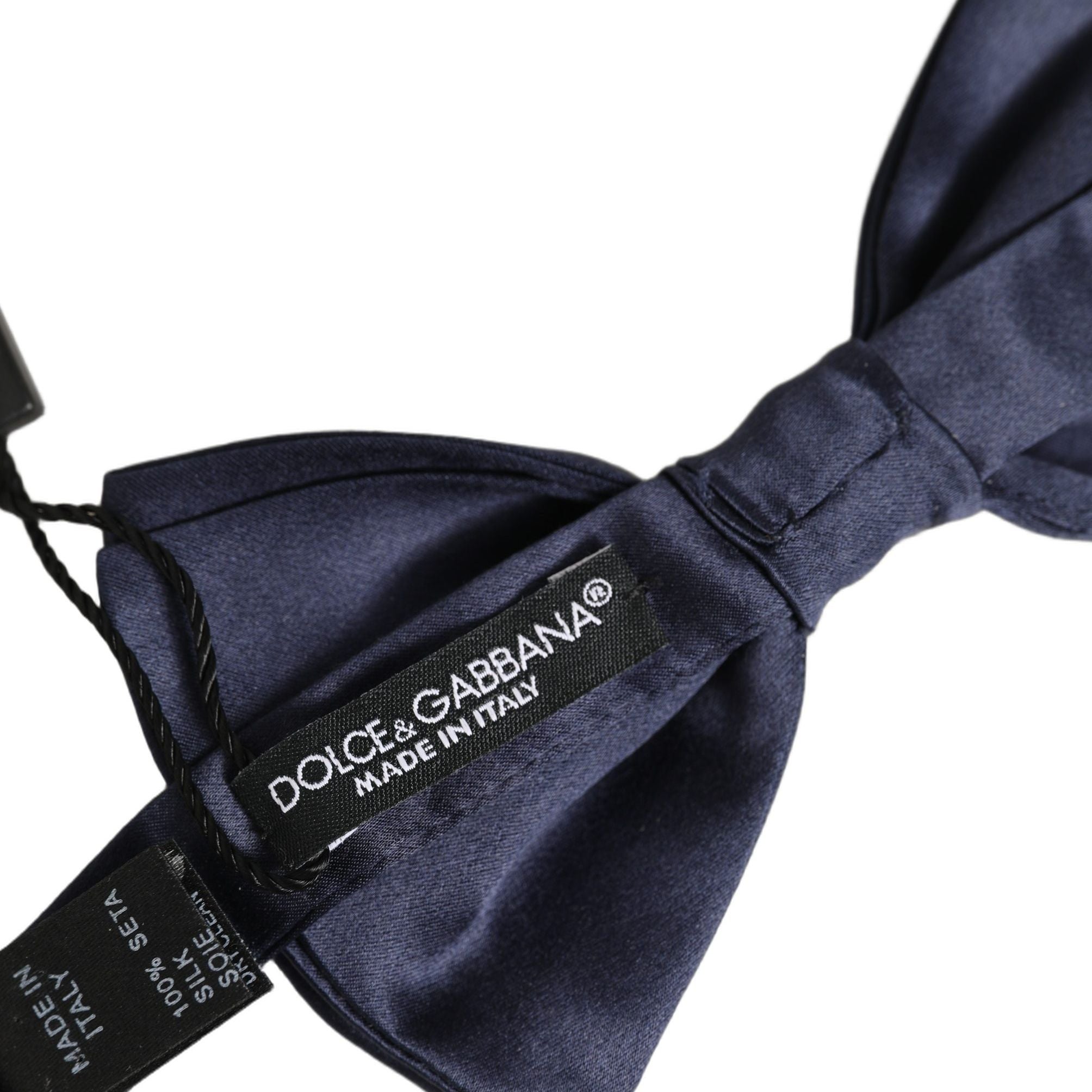 Dolce & Gabbana Dark Blue 100% Silk Adjustable Neck Papillon Bow Tie