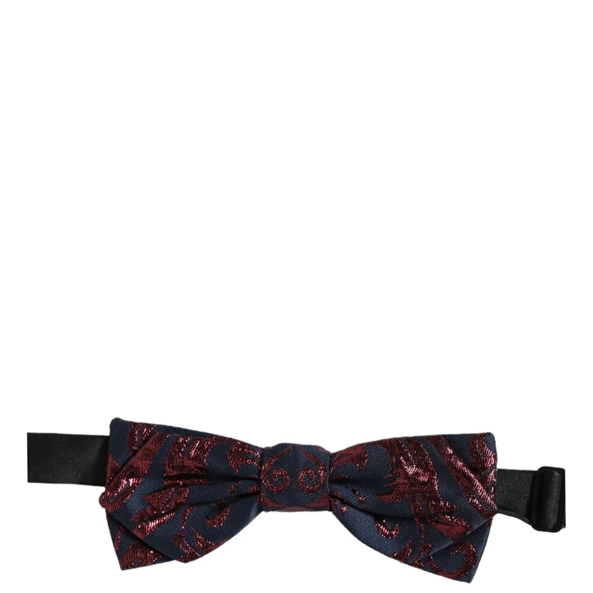Dolce & Gabbana Men Blue Red Paisley Adjustable Neck Papillon Bow Tie