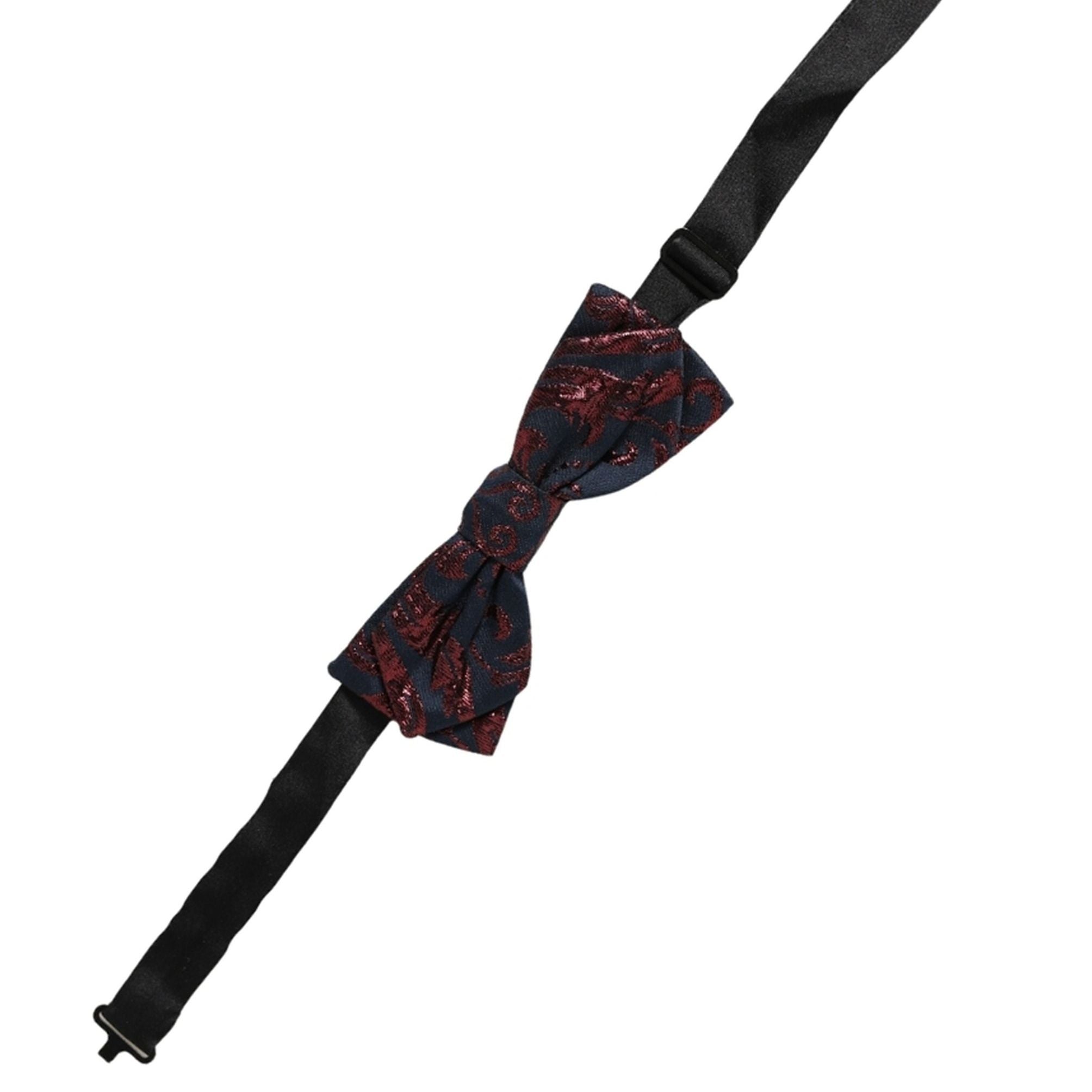 Dolce & Gabbana Men Blue Red Paisley Adjustable Neck Papillon Bow Tie