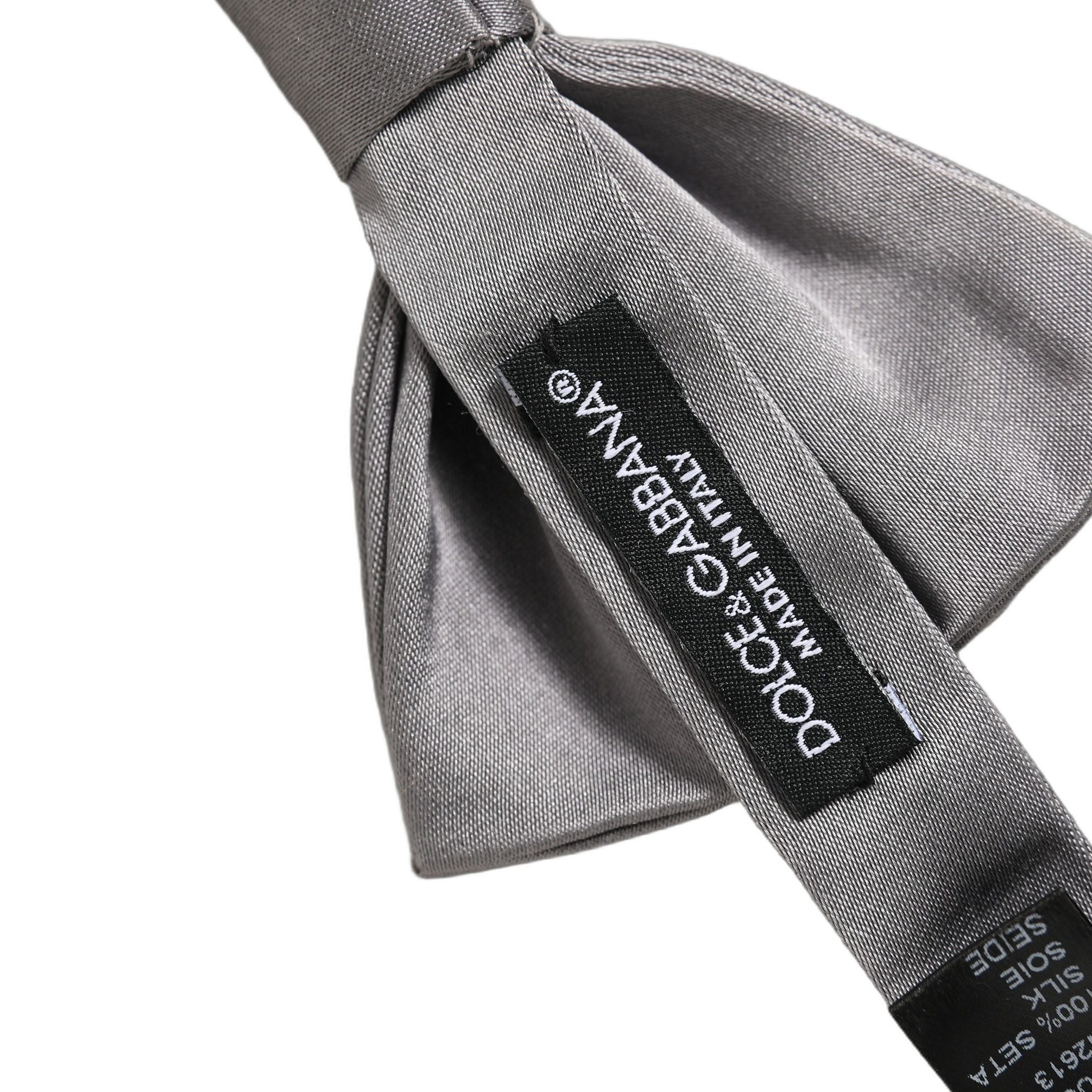 Dolce & Gabbana Men Gray 100% Silk Adjustable Neck Papillon Bow Tie