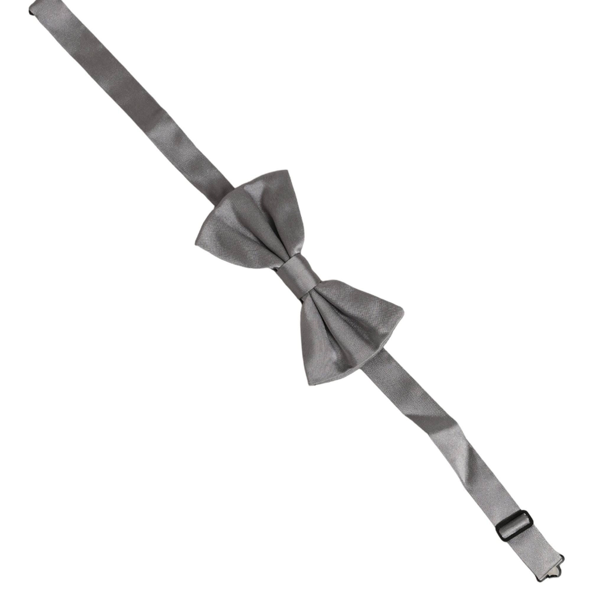 Dolce & Gabbana Men Gray 100% Silk Adjustable Neck Papillon Bow Tie