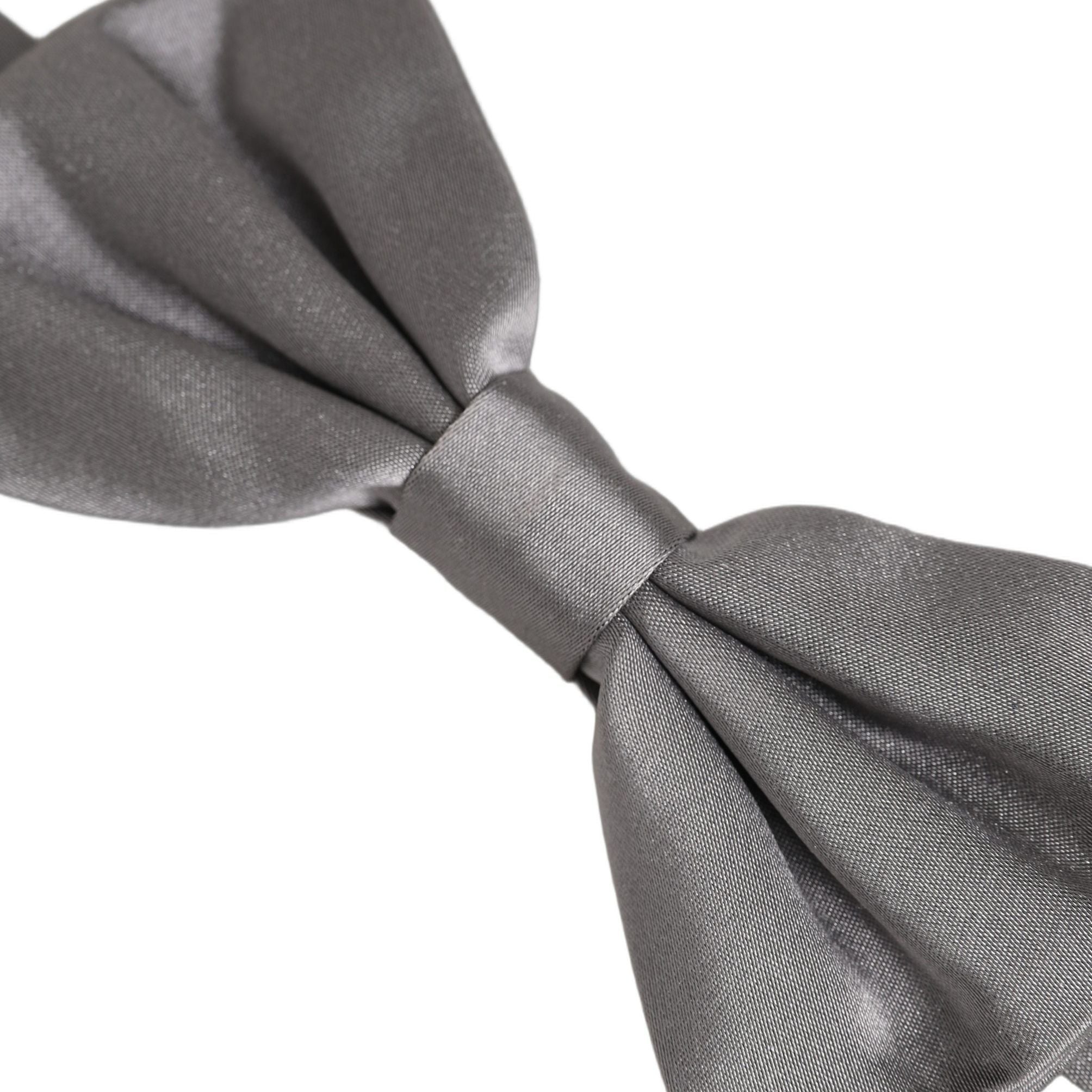 Dolce & Gabbana Men Gray 100% Silk Adjustable Neck Papillon Bow Tie