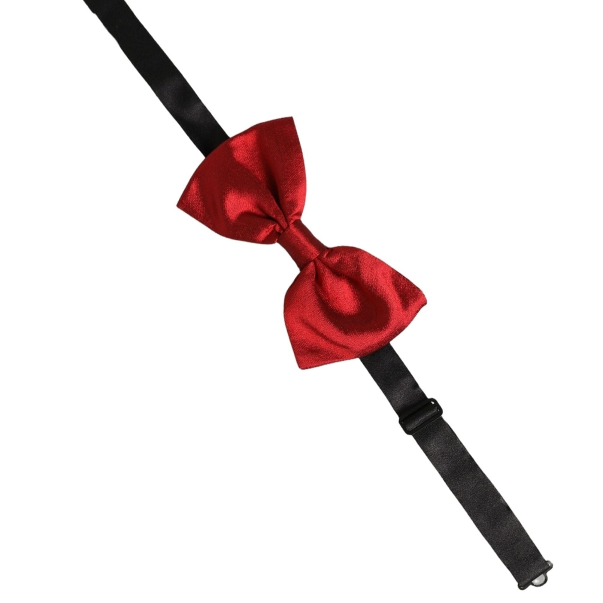 Dolce & Gabbana Men Black Red Silk Adjustable Neck Papillon Bow Tie