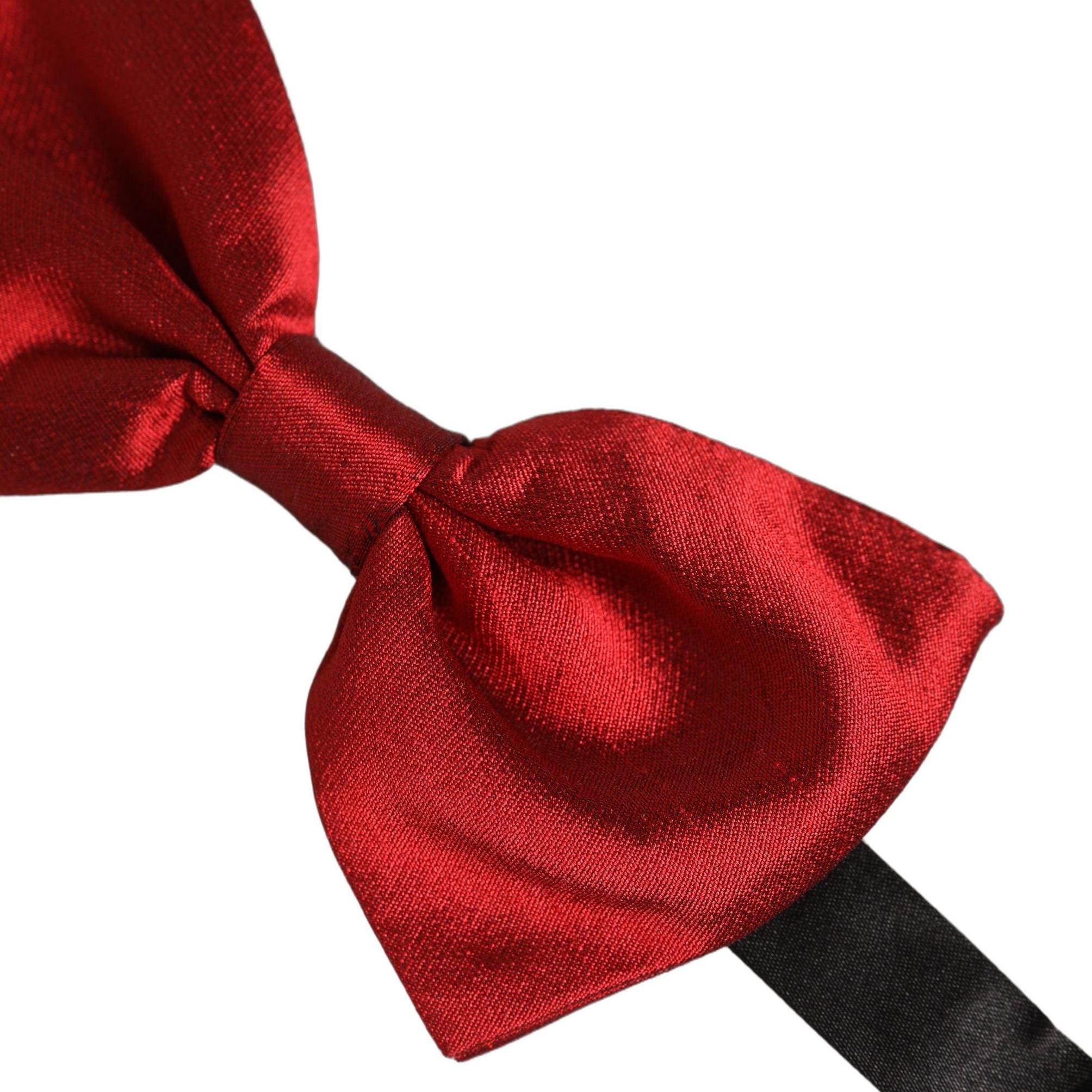 Dolce & Gabbana Men Black Red Silk Adjustable Neck Papillon Bow Tie