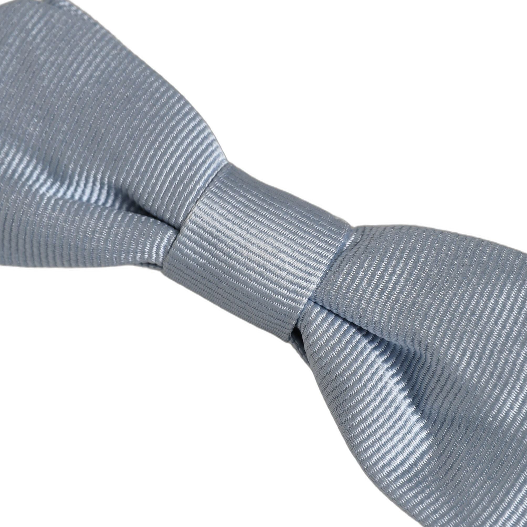 Dolce & Gabbana Men Light Blue Silk Adjustable Neck Papillon Bow Tie