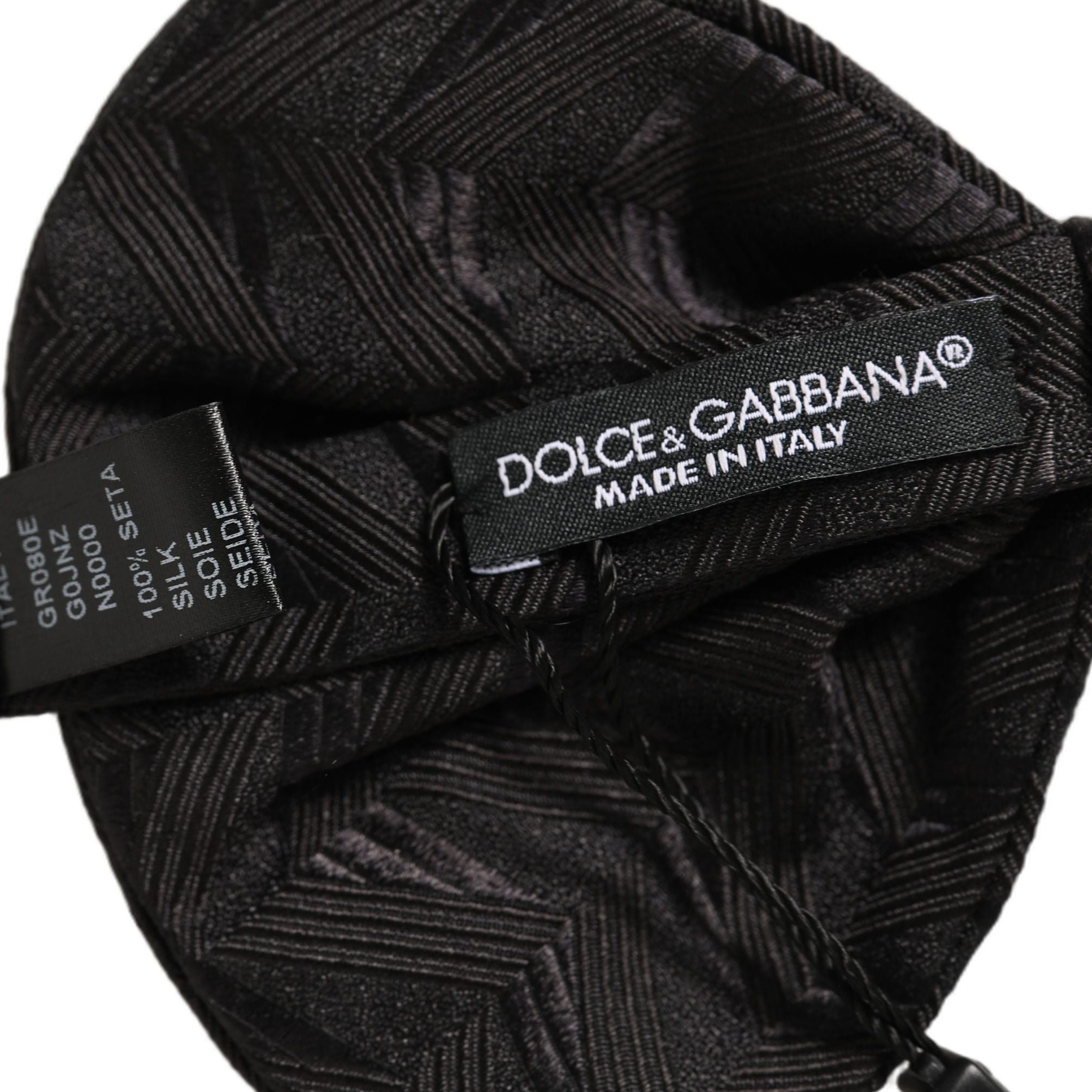Dolce & Gabbana Men Black Patterned Adjustable Neck Papillon Bow Tie