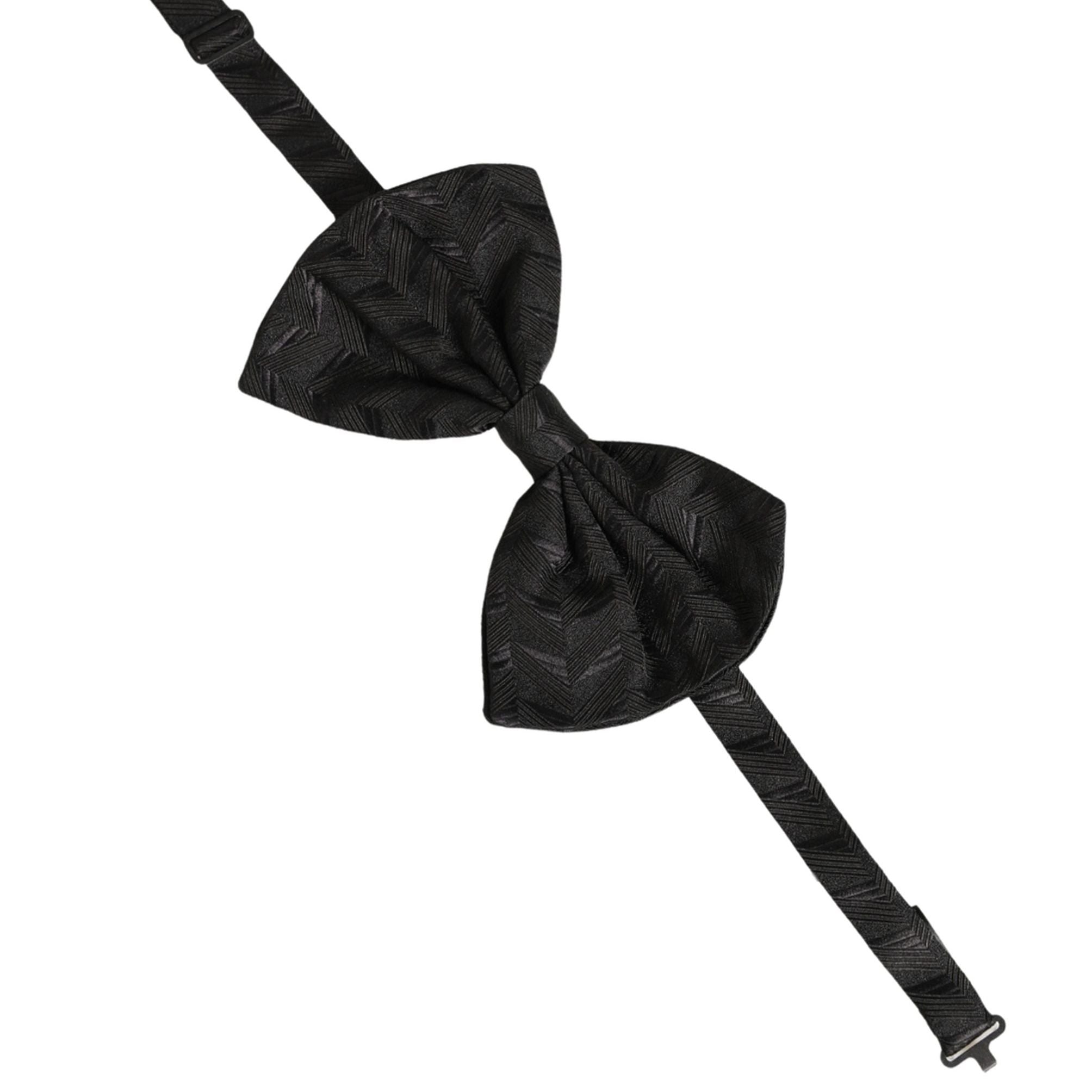 Dolce & Gabbana Men Black Patterned Adjustable Neck Papillon Bow Tie
