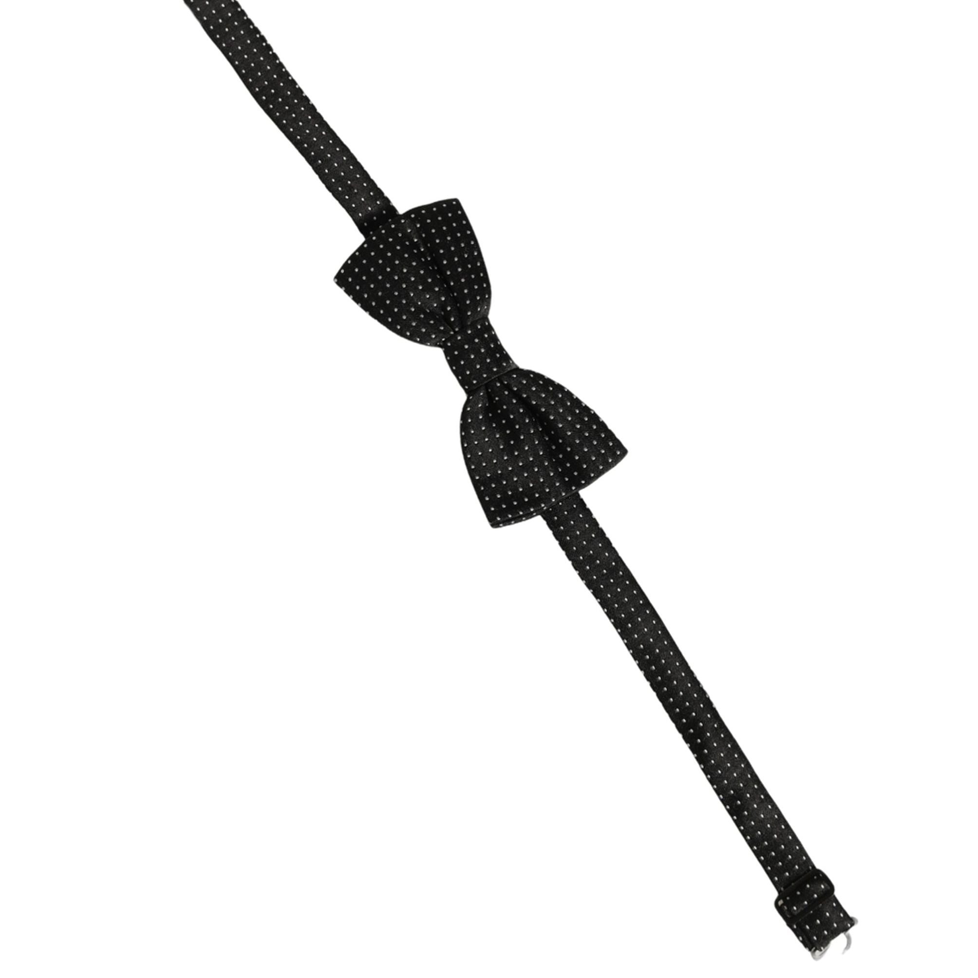Dolce & Gabbana Men Black White PolkaDot Adjustable Bow Tie