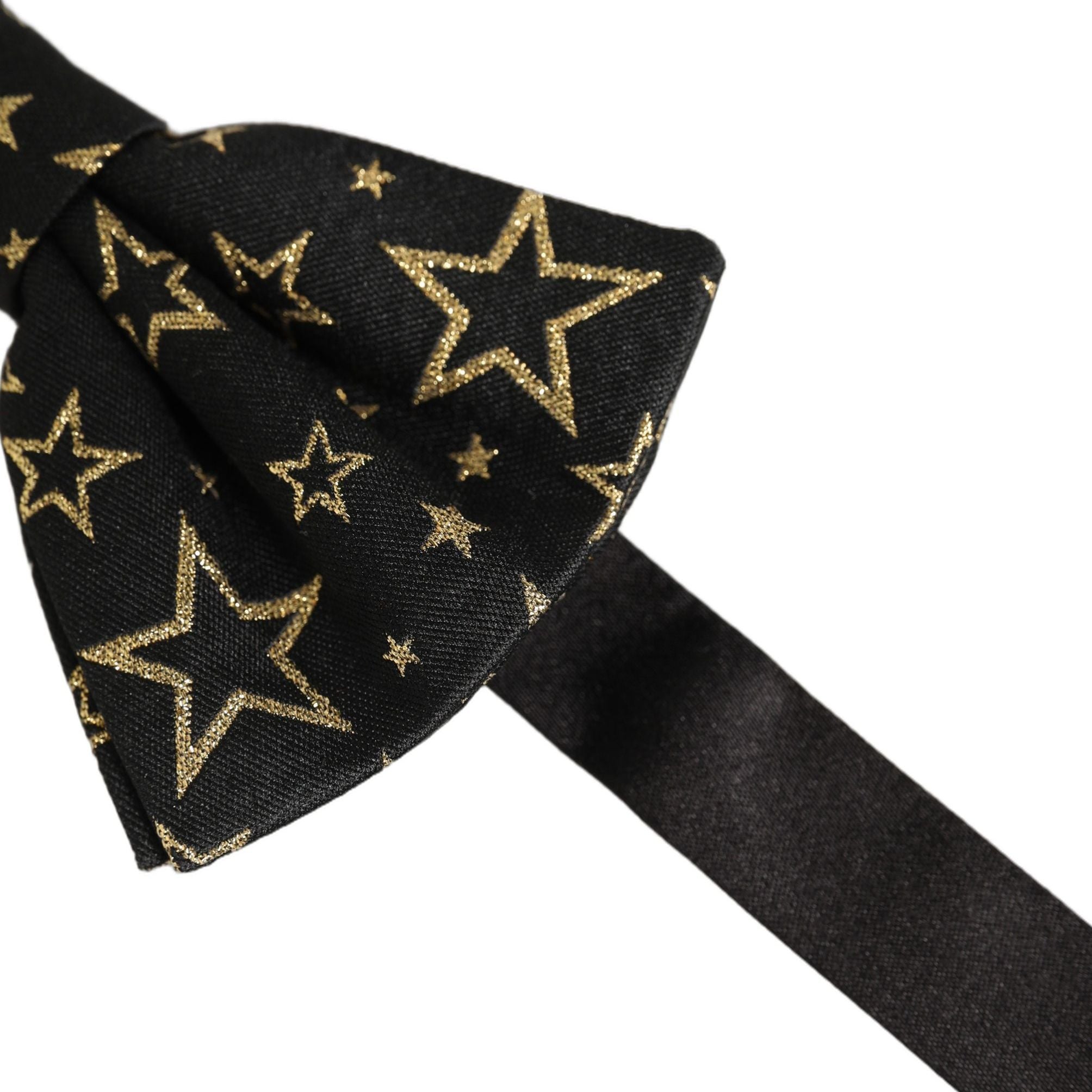 Dolce & Gabbana Men Black Star 100% Silk Adjustable Neck Papillon Bow Tie