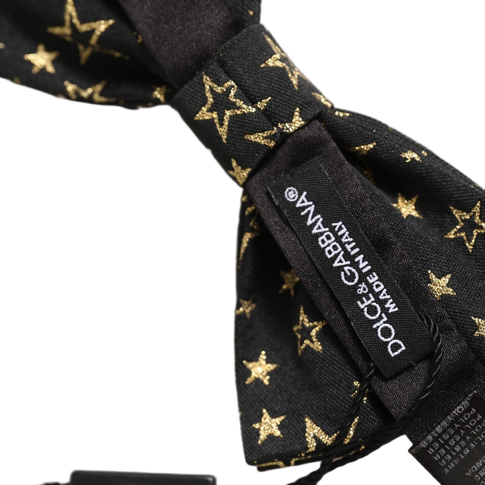 Dolce & Gabbana Men Black Star 100% Silk Adjustable Neck Papillon Bow Tie