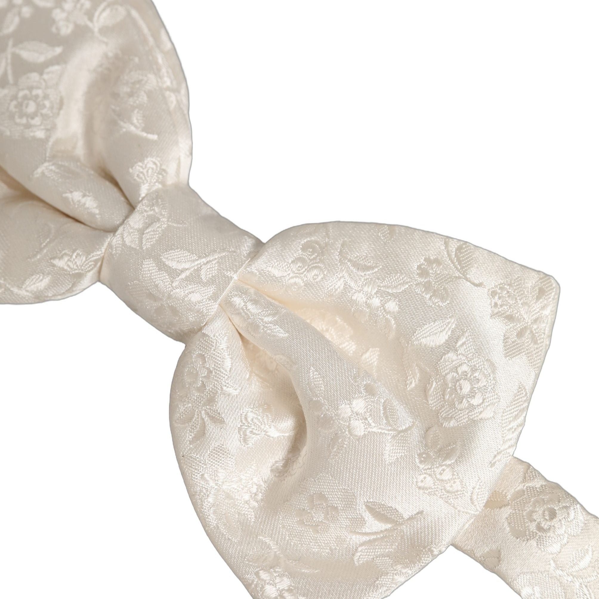 Dolce & Gabbana Men White Floral Silk Adjustable Neck Papillon BowTie
