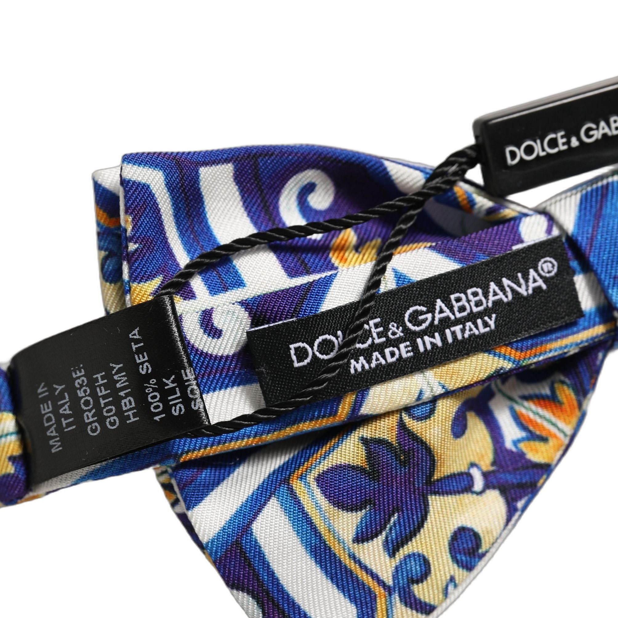 Dolce & Gabbana Men Multicolor Majolica Adjustable Neck Papillon Bow Tie