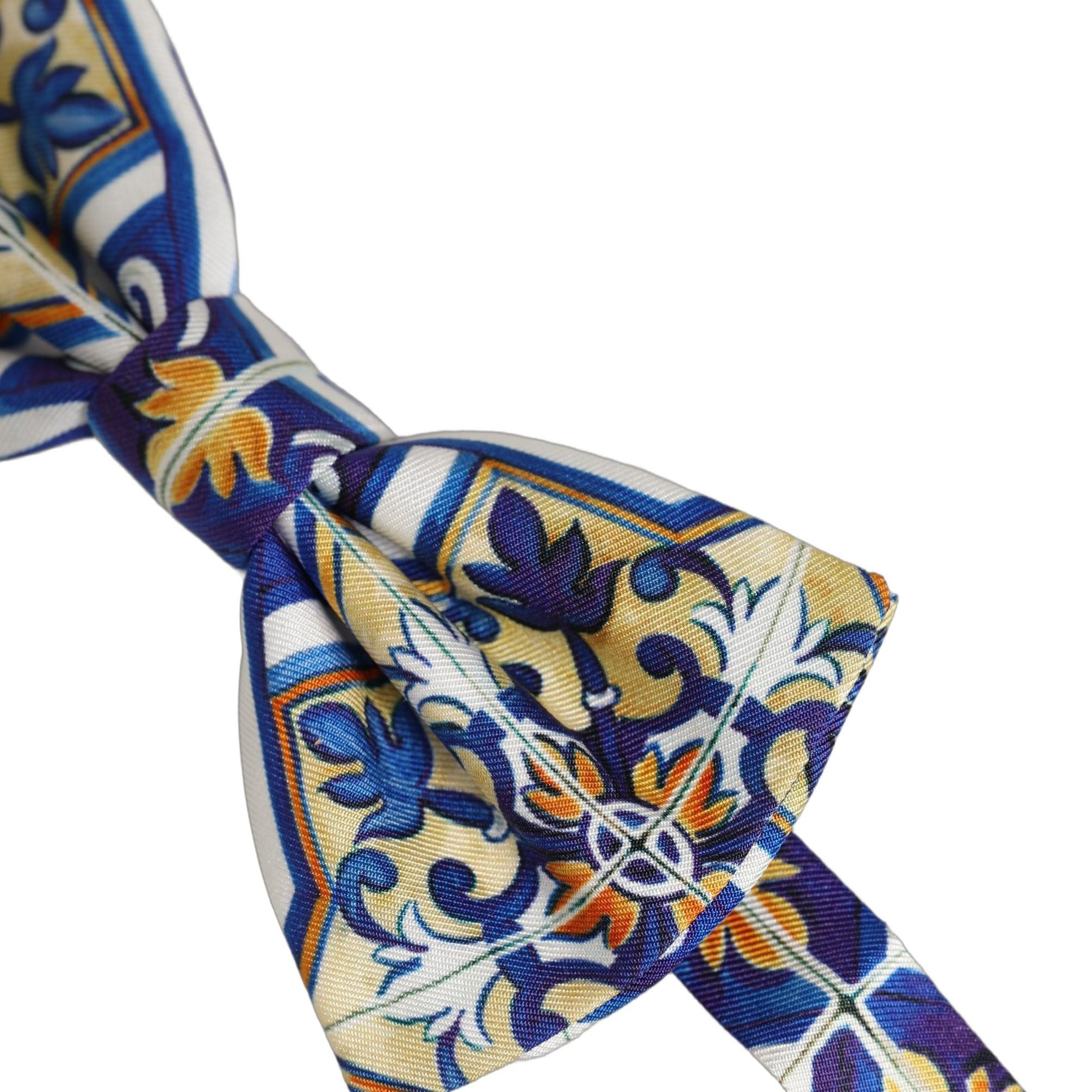 Dolce & Gabbana Men Multicolor Majolica Adjustable Neck Papillon Bow Tie