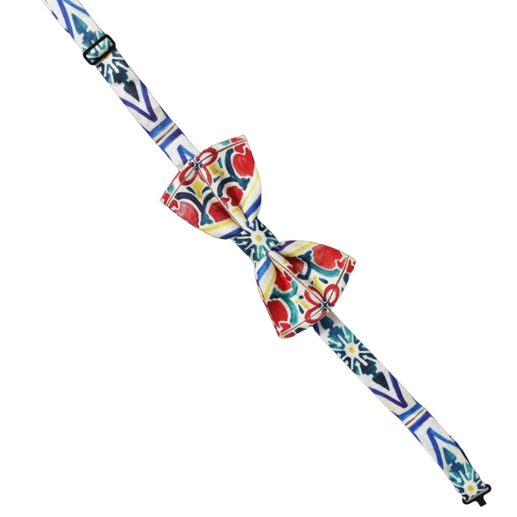 Dolce & Gabbana Men Multicolor Majolica Adjustable Neck Papillon Bow Tie