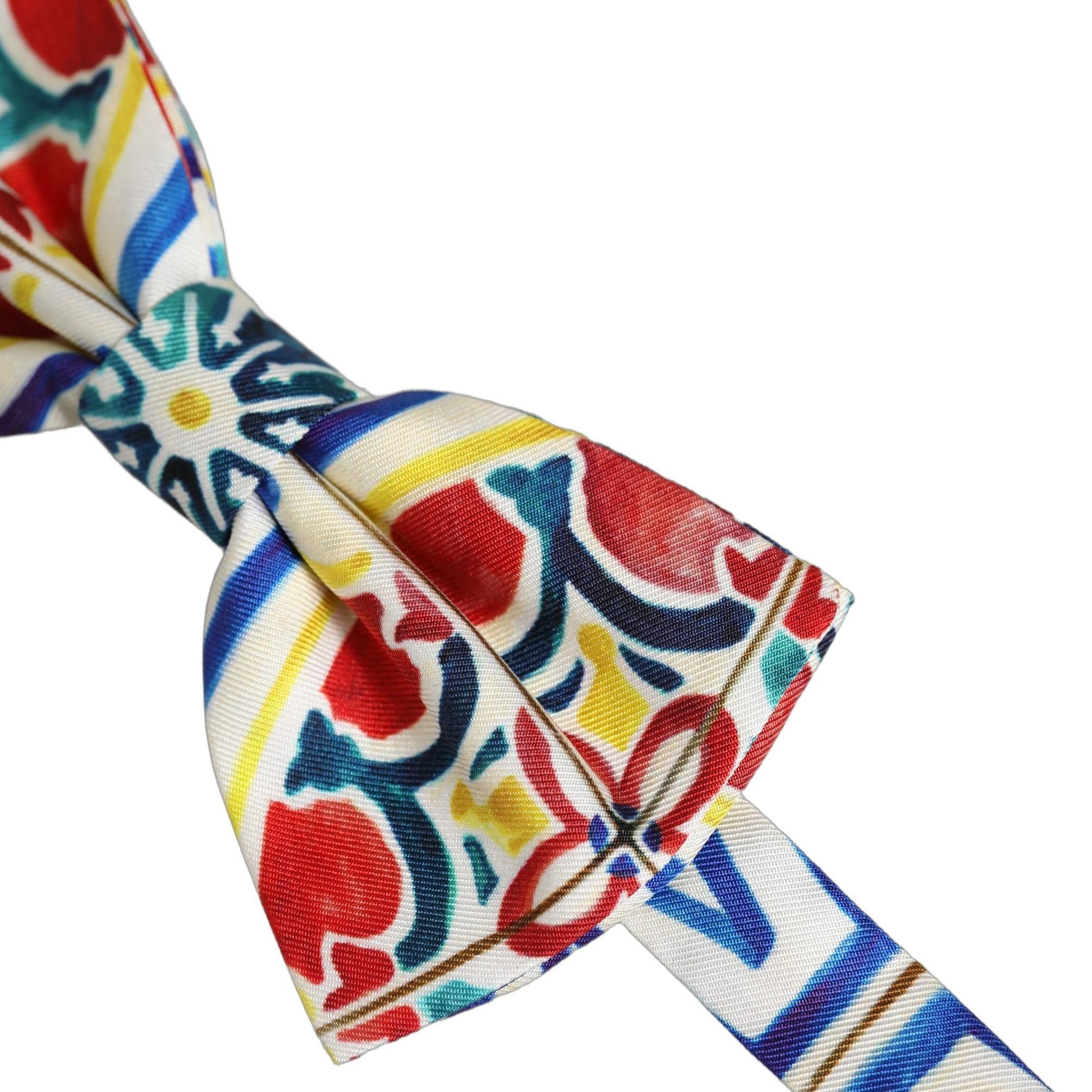 Dolce & Gabbana Men Multicolor Majolica Adjustable Neck Papillon Bow Tie