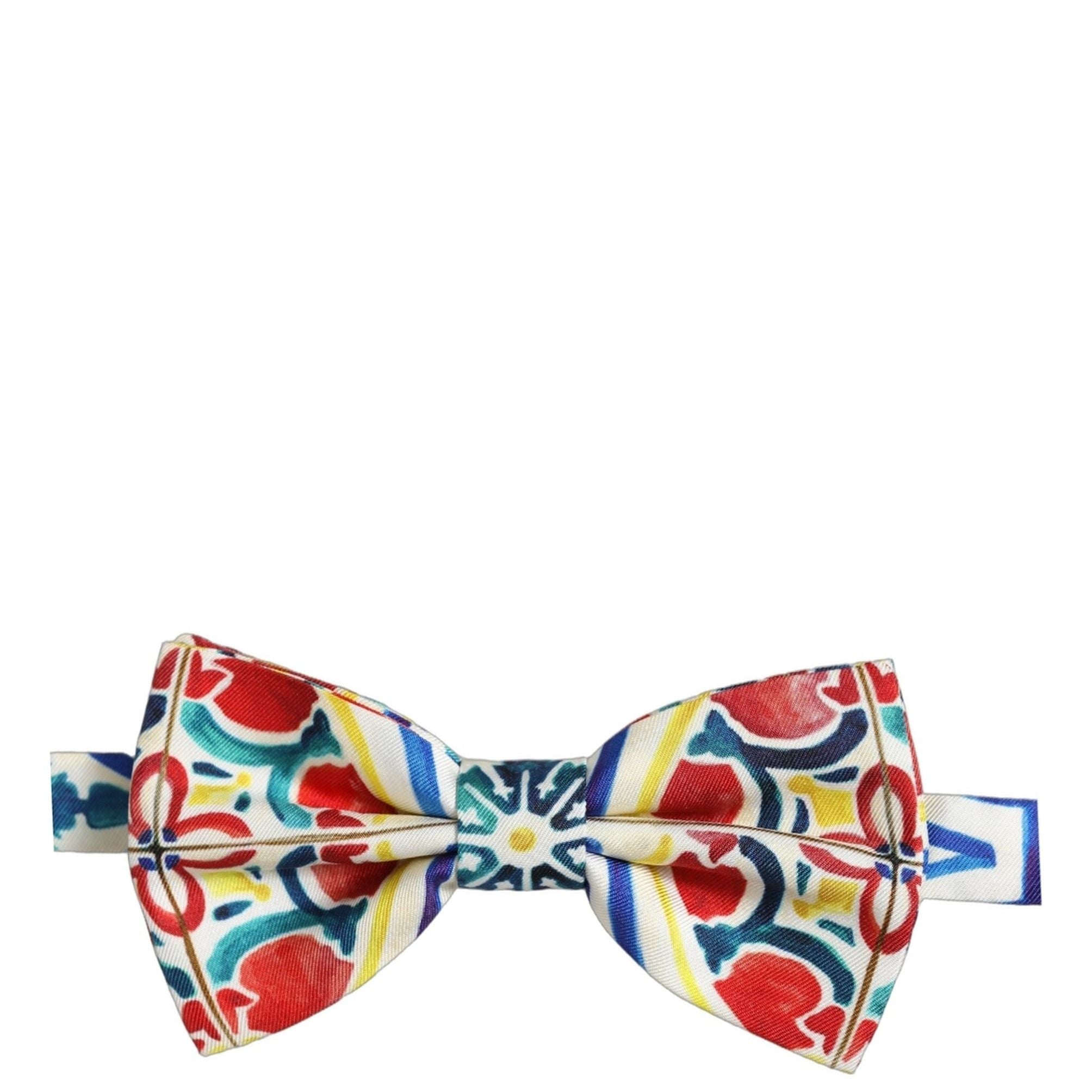 Dolce & Gabbana Men Multicolor Majolica Adjustable Neck Papillon Bow Tie