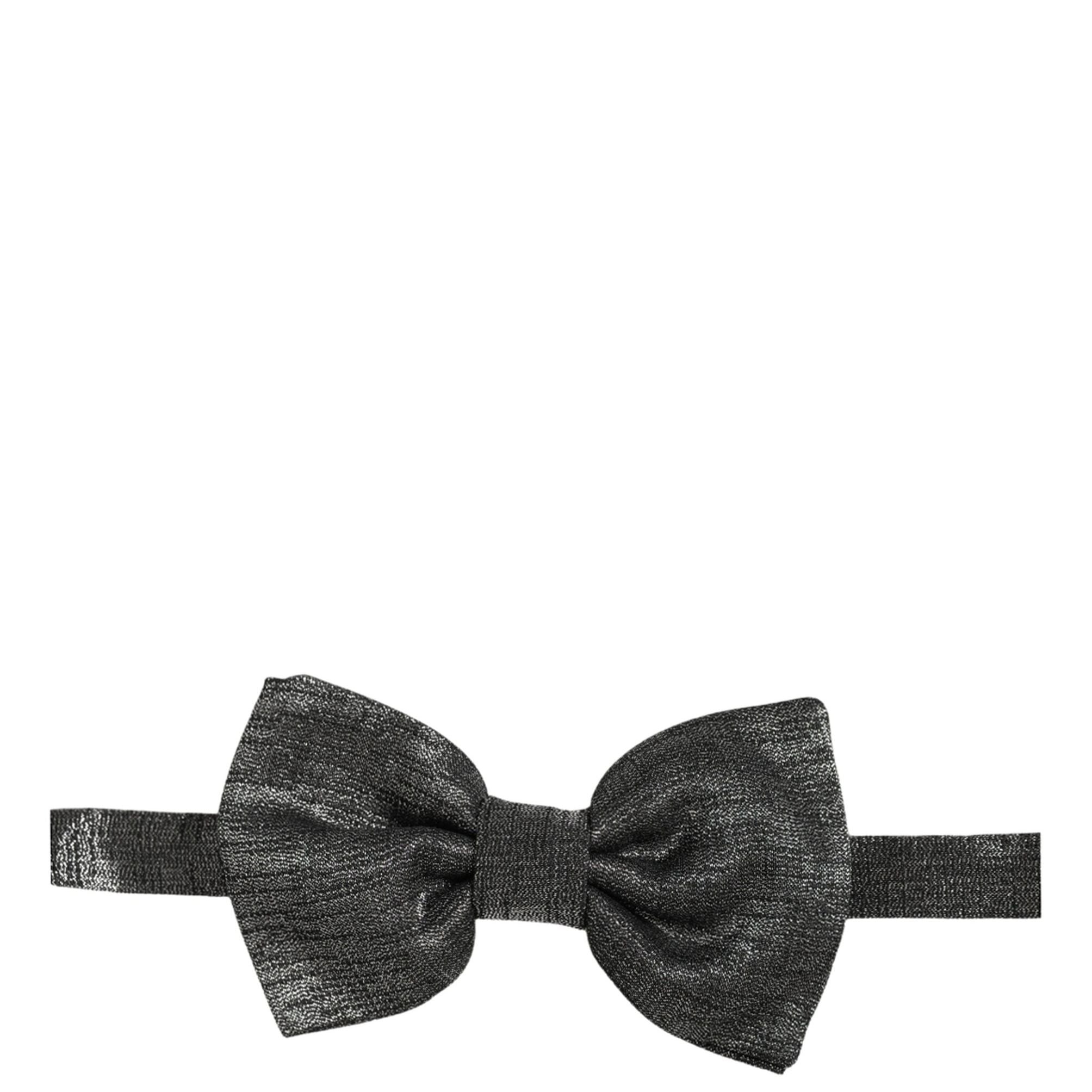 Dolce & Gabbana Men Metallic Black Silk Adjustable Neck Papillon Bow Tie