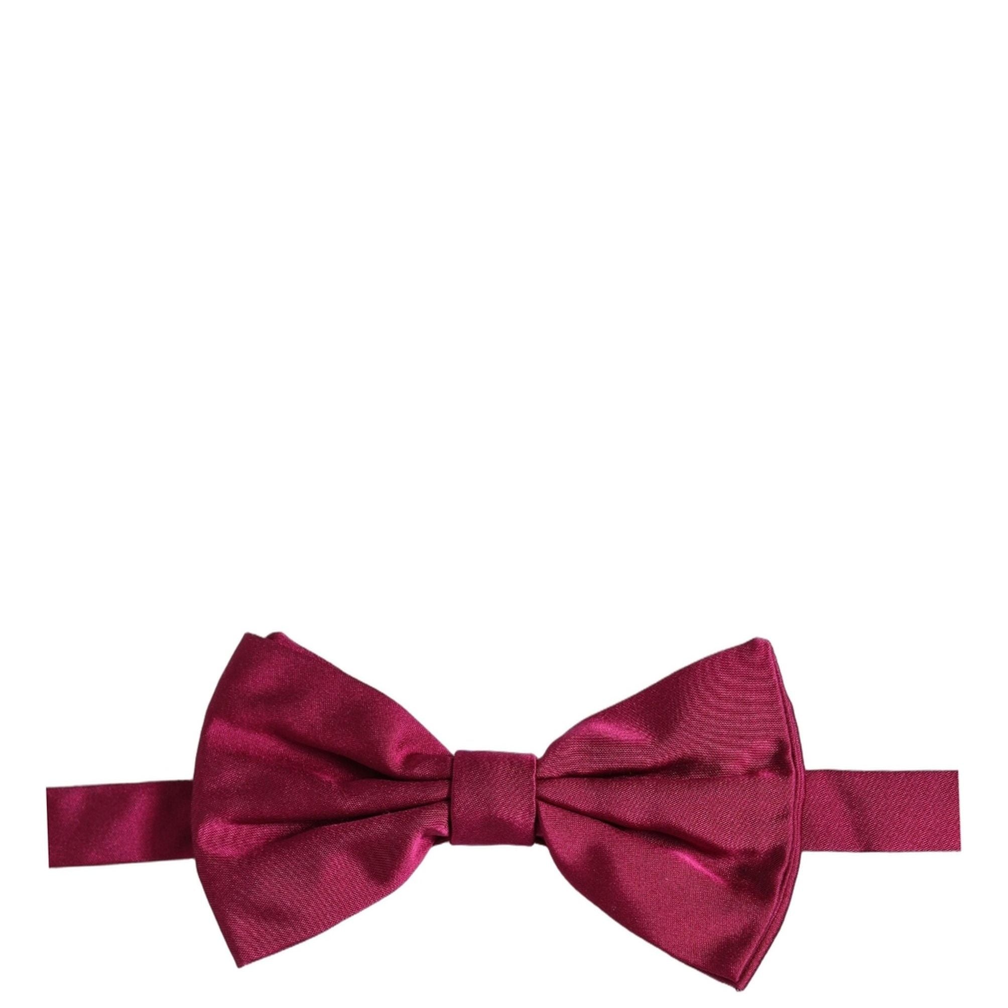 Dolce & Gabbana Men Burgundy Silk Adjustable Neck Papillon Bow Tie