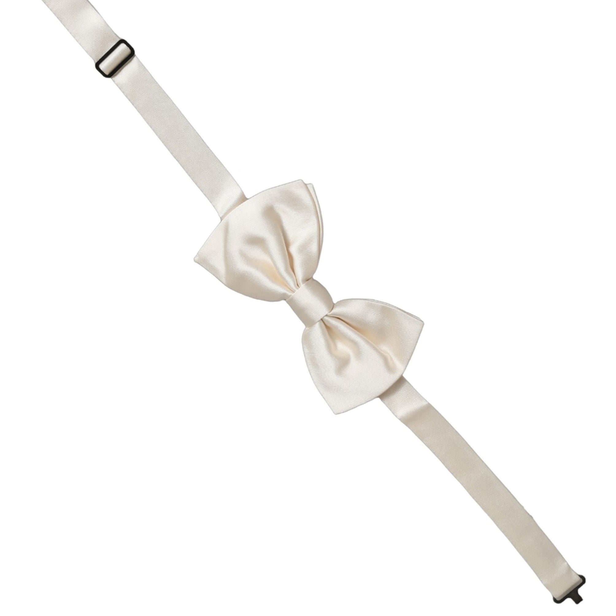 Dolce & Gabbana Men White 100% Silk Adjustable Neck Papillon Bow Tie