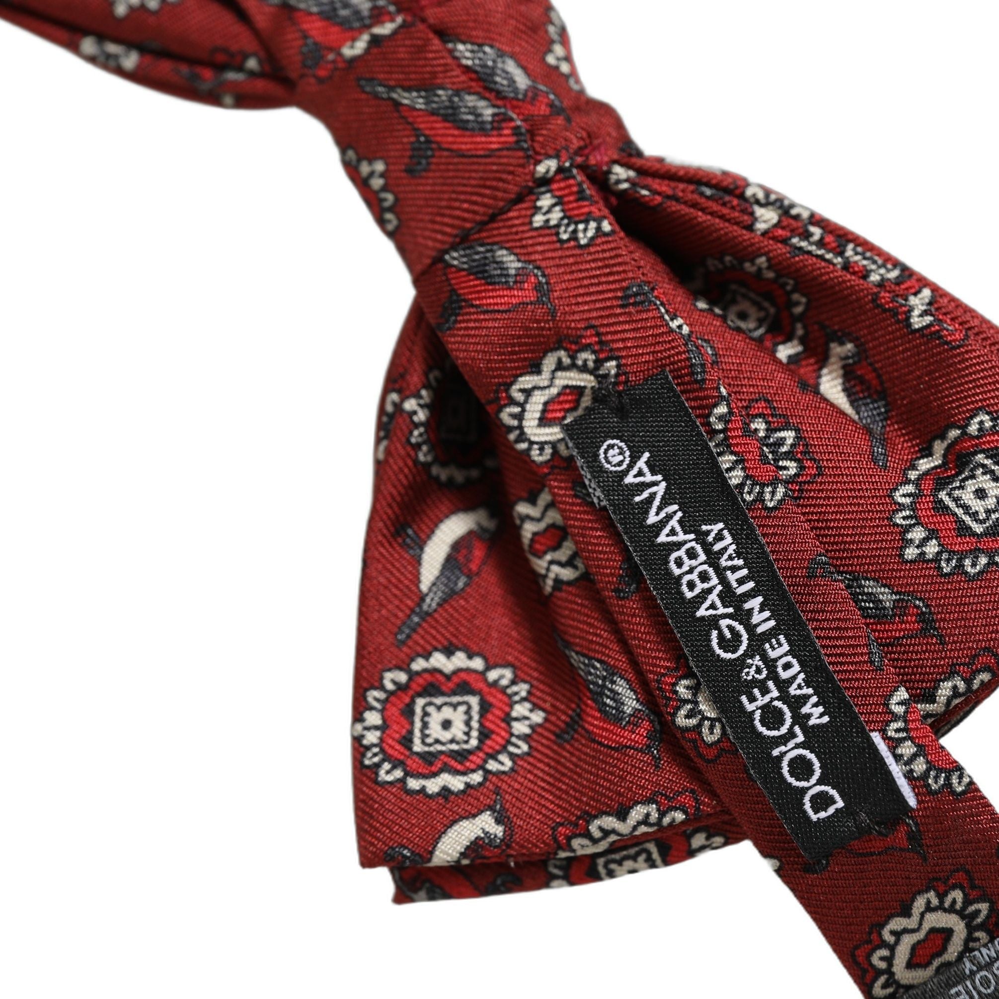 Dolce & Gabbana Men Bordeaux Floral Adjustable Neck Papillon Bow Tie