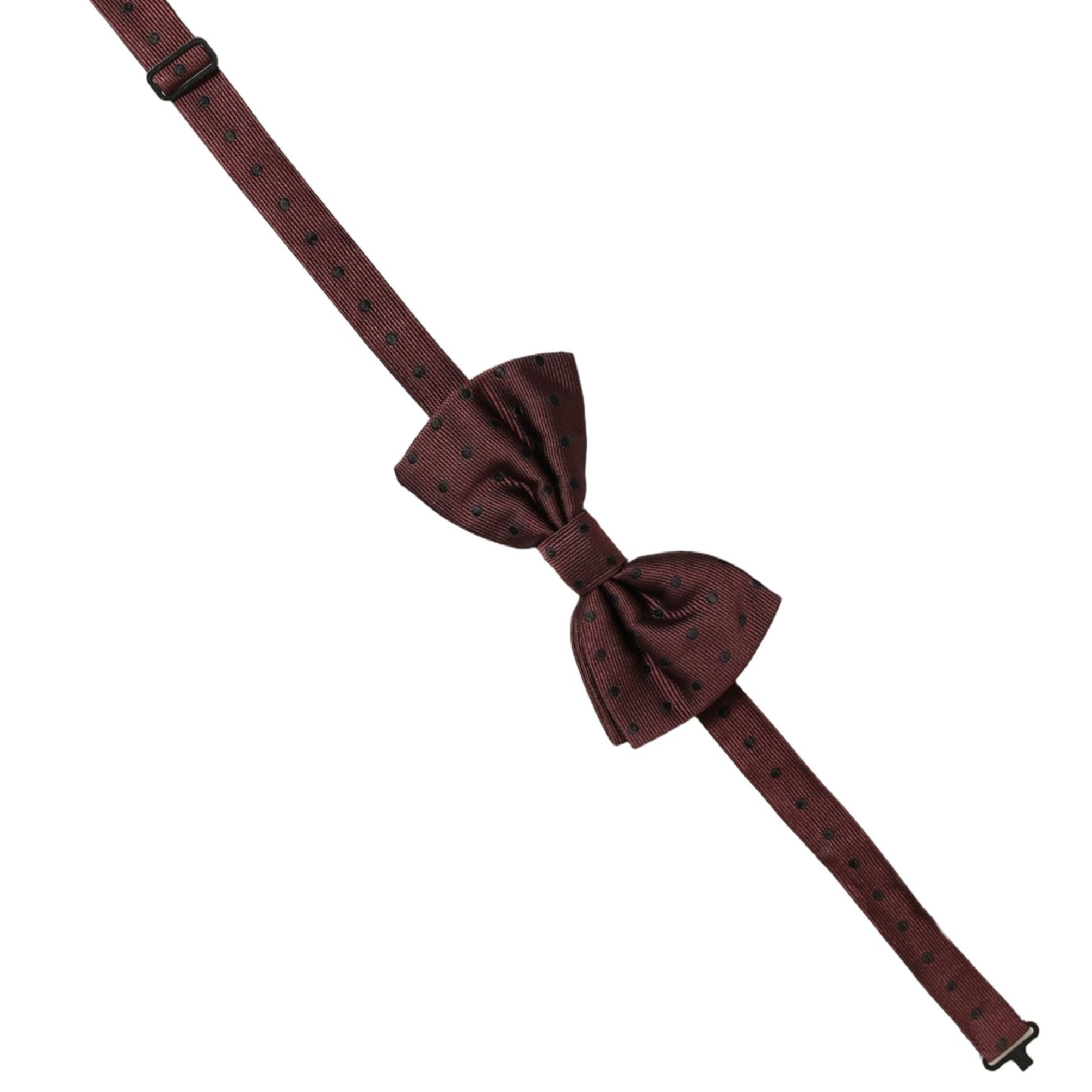 Dolce & Gabbana Burgundy Polka Dot Silk Adjustable Neck Papillon Bow Tie