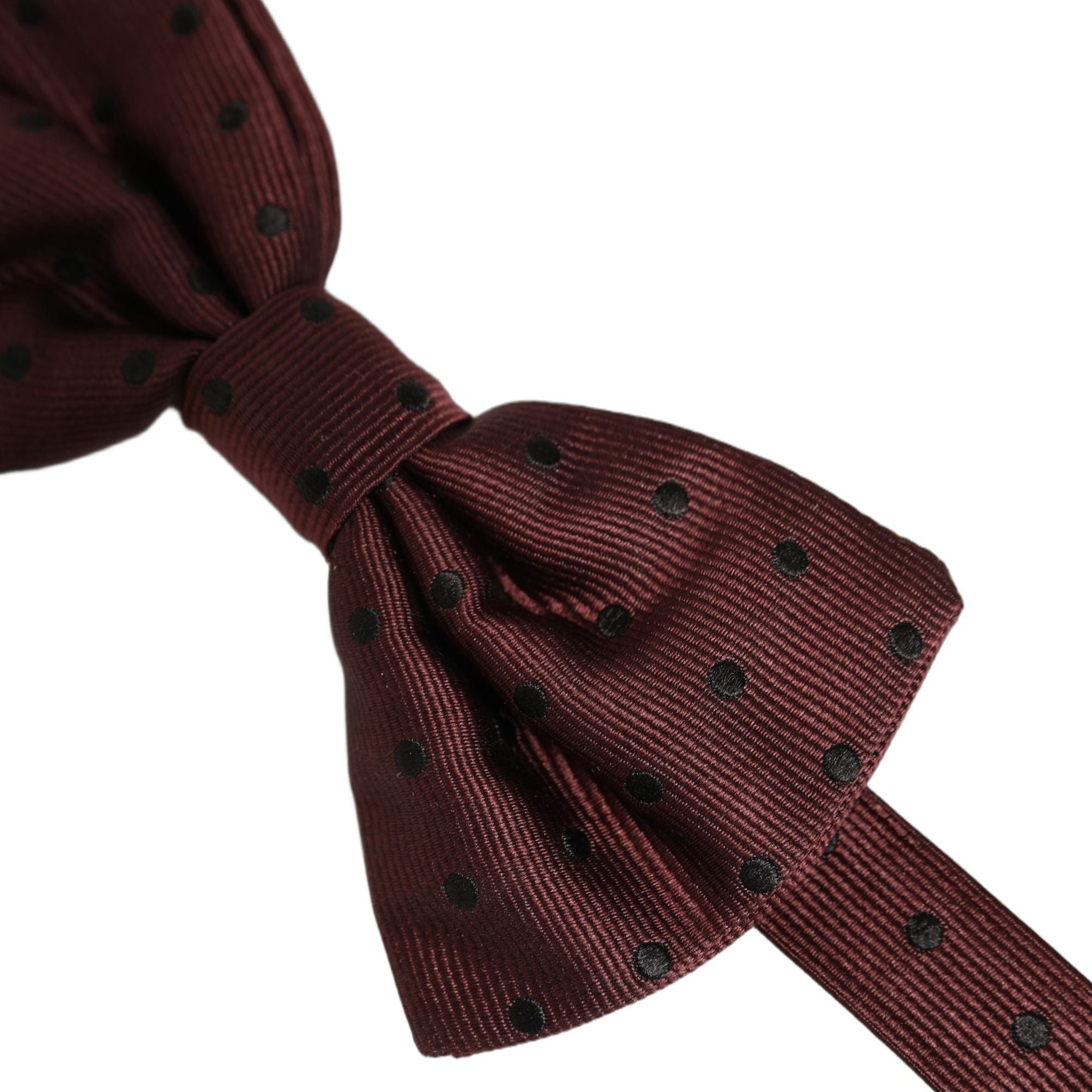 Dolce & Gabbana Burgundy Polka Dot Silk Adjustable Neck Papillon Bow Tie