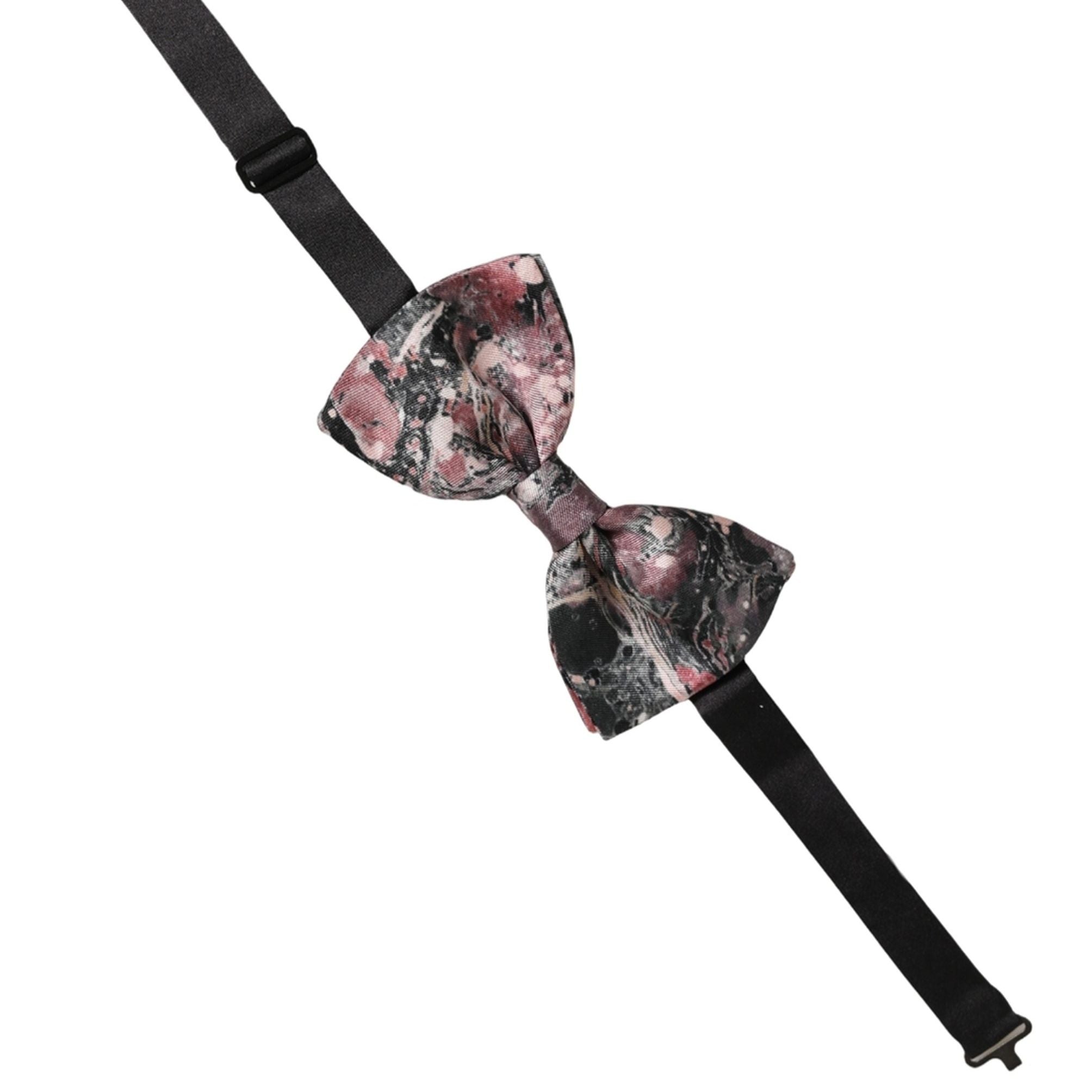 Dolce & Gabbana Multicolor Marble Silk Adjustable Neck Papillon Bow Tie