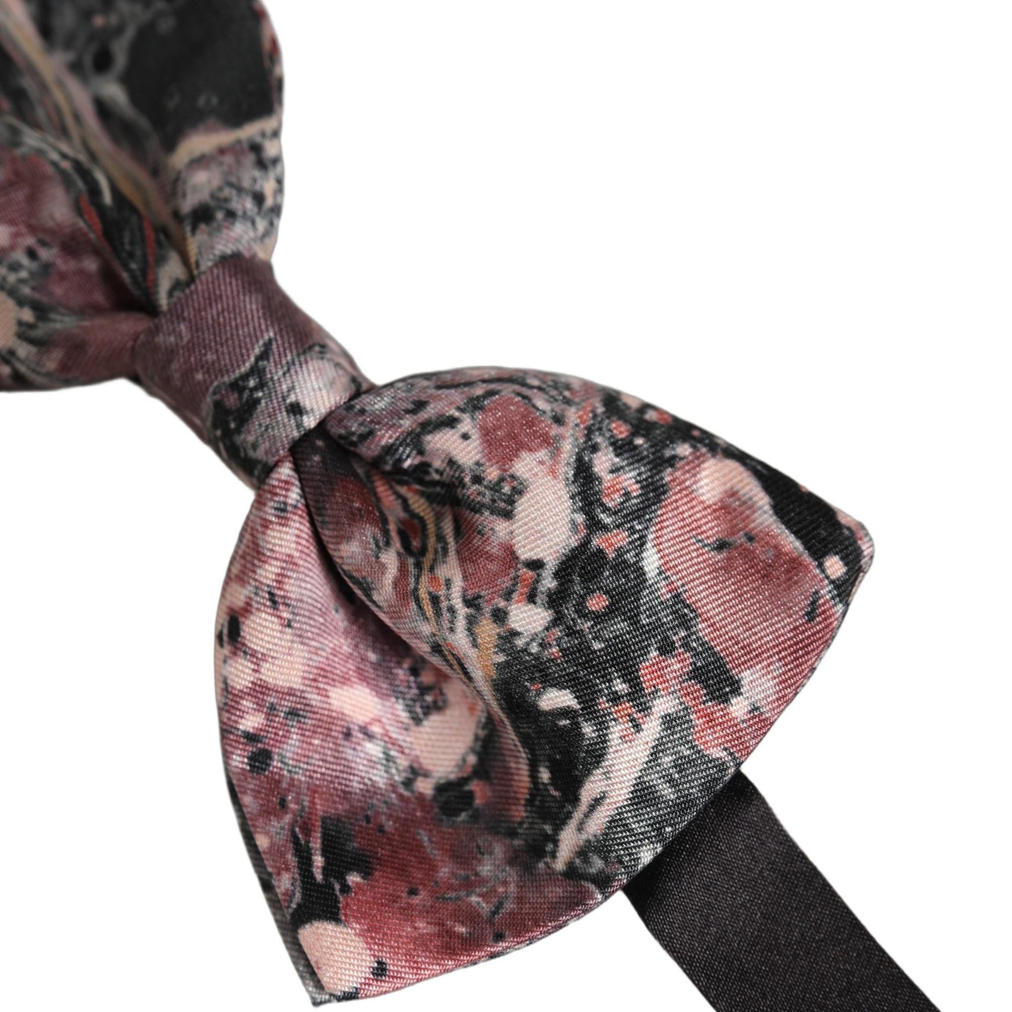 Dolce & Gabbana Multicolor Marble Silk Adjustable Neck Papillon Bow Tie