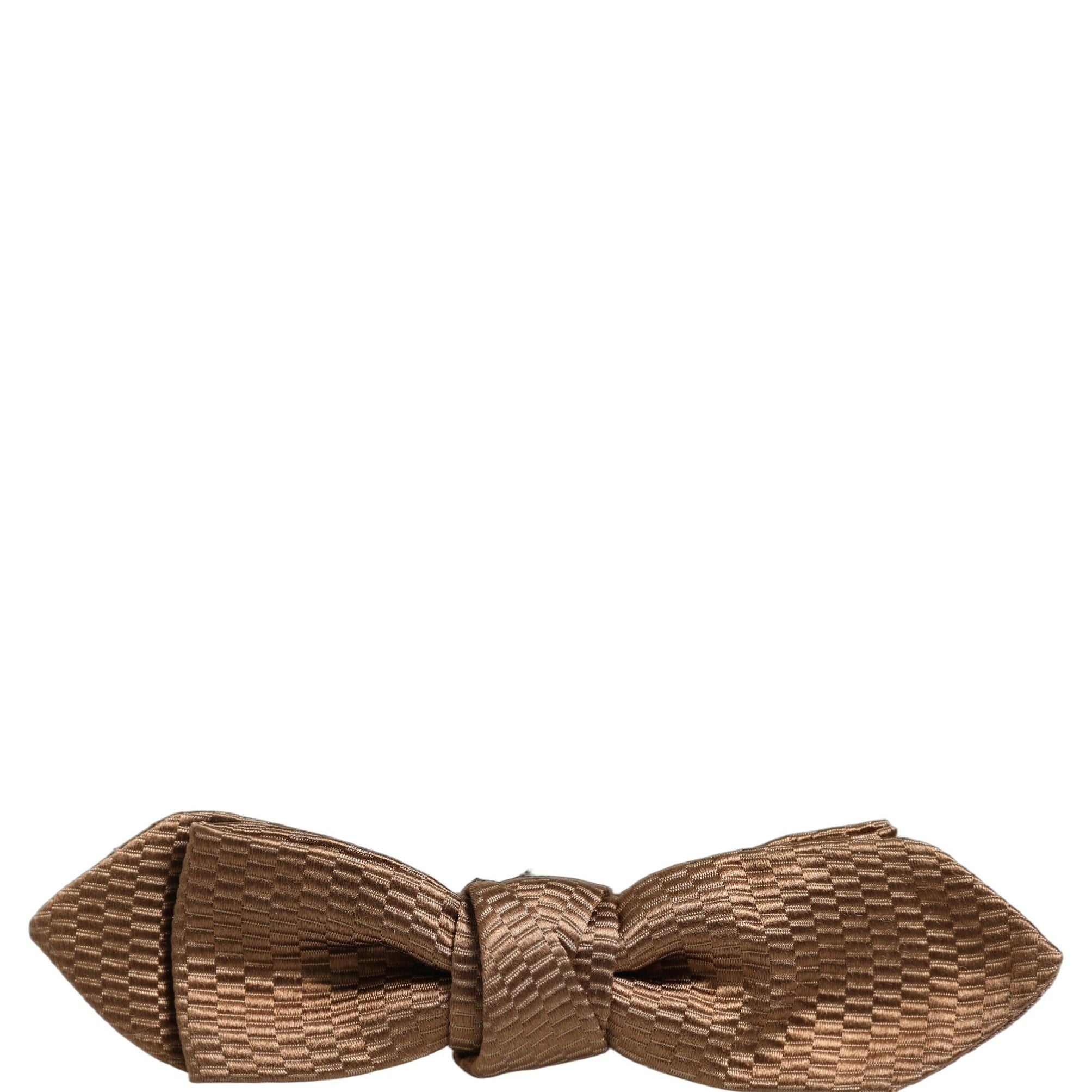 Dolce & Gabbana Men Brown Gold Silk Adjustable Neck Papillon Bow Tie