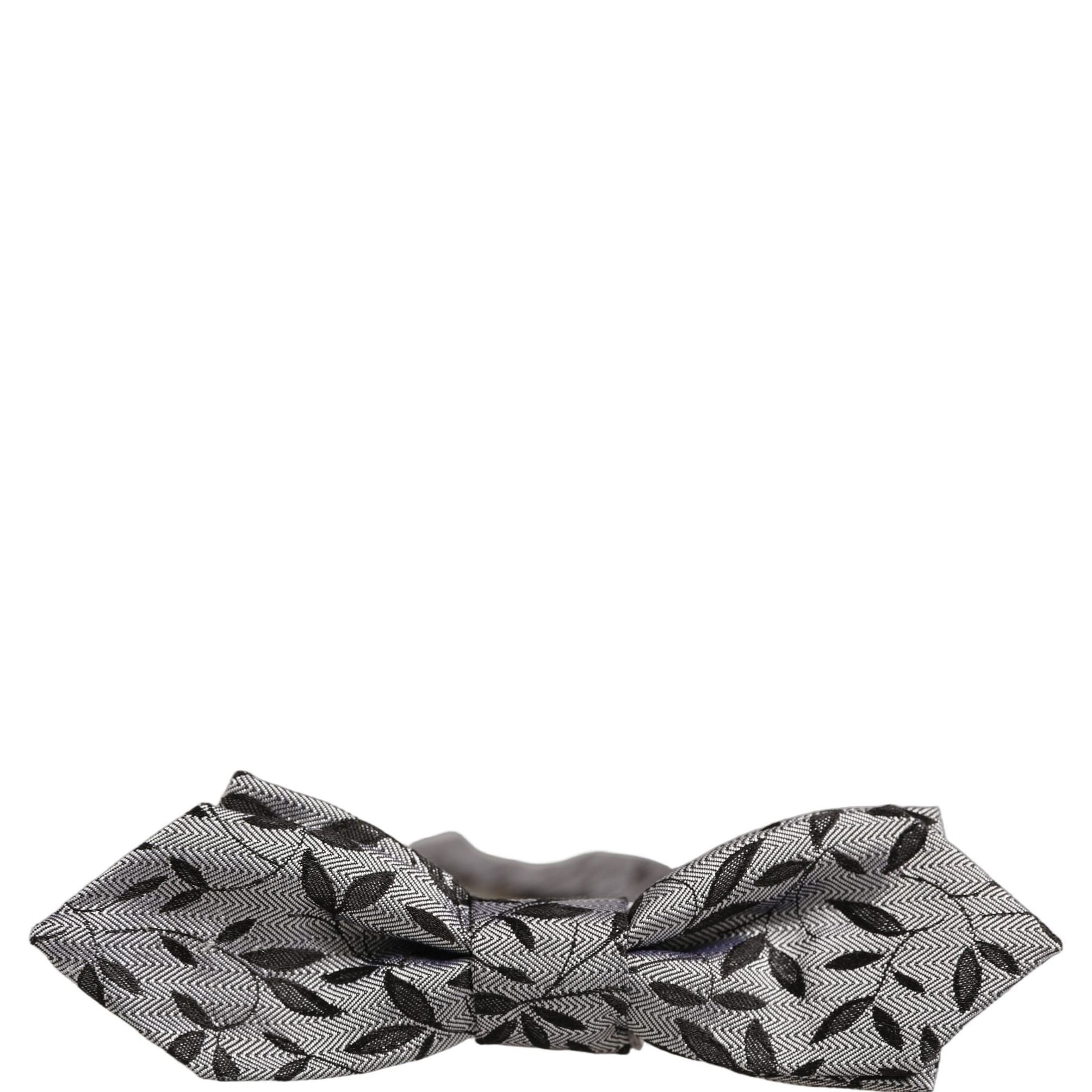 Dolce & Gabbana Men Gray Abstract Silk Adjustable Neck Papillon Bow Tie